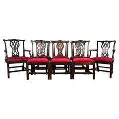 Ensemble inhabituel de 8 chaises de salle à manger irlandaises anciennes du 18ème siècle ( REF AF-3457 )