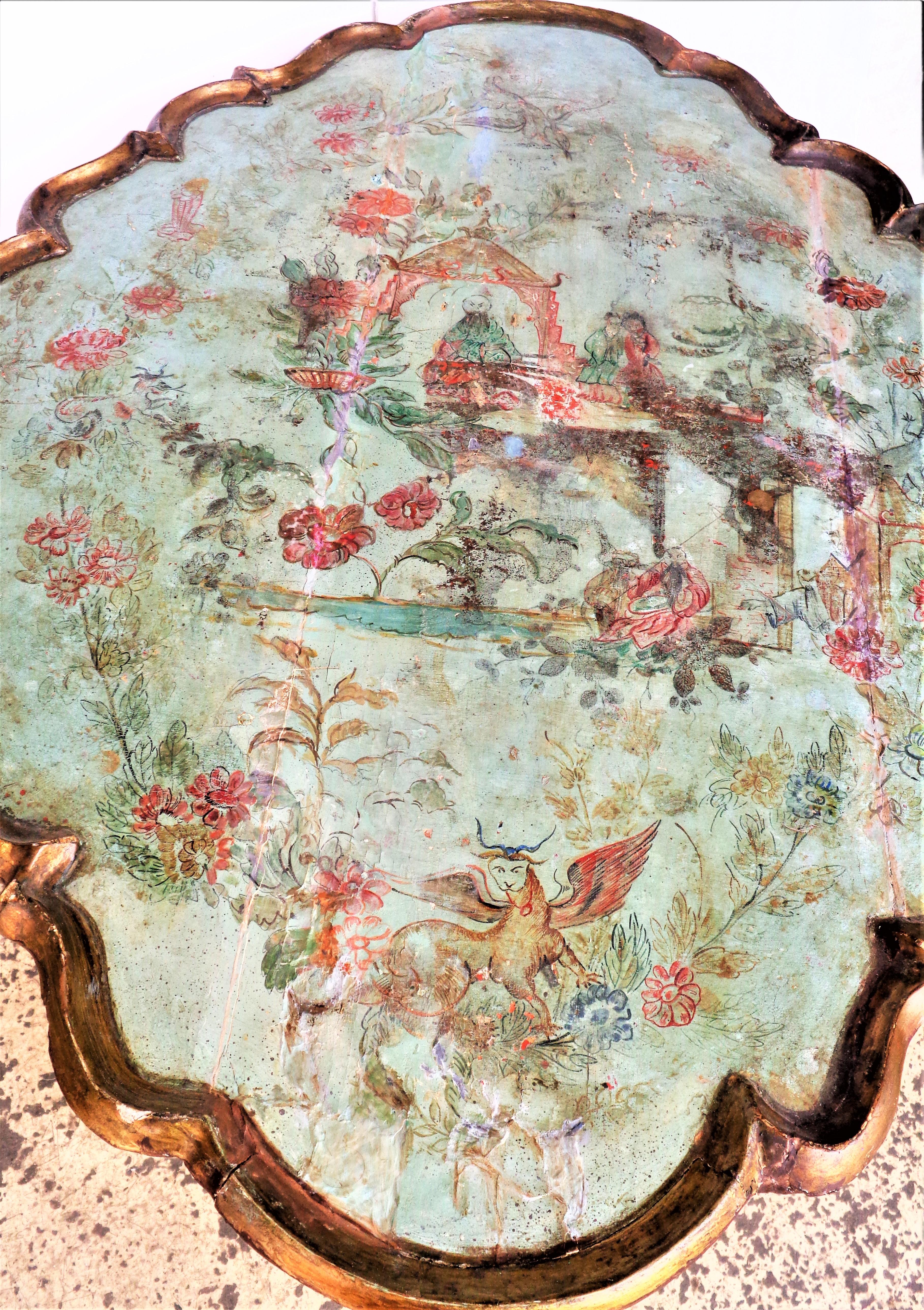 Antique 18th Century Venetian Chinoiserie Painted Table 10