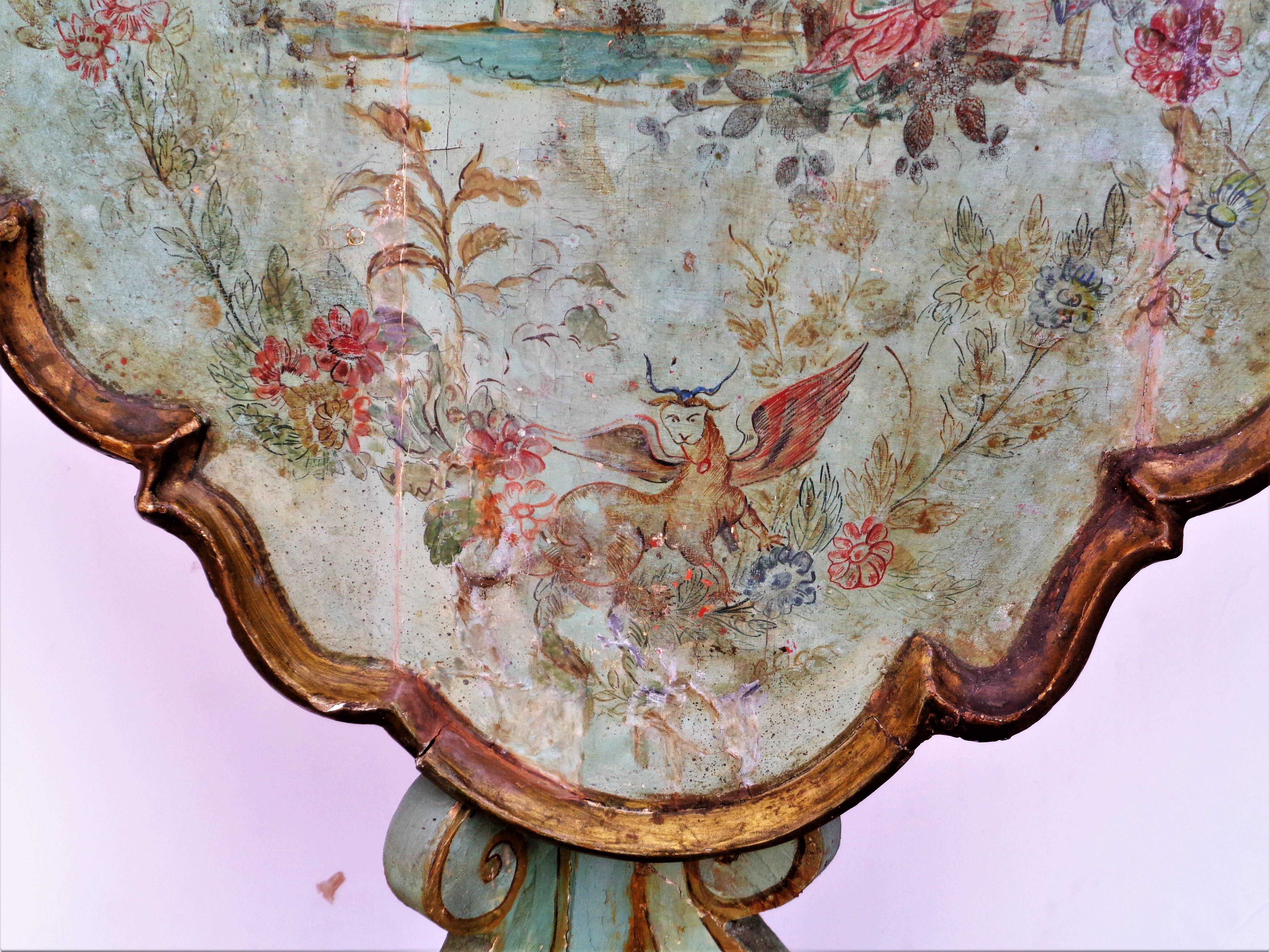 Antique 18th Century Venetian Chinoiserie Painted Table 13
