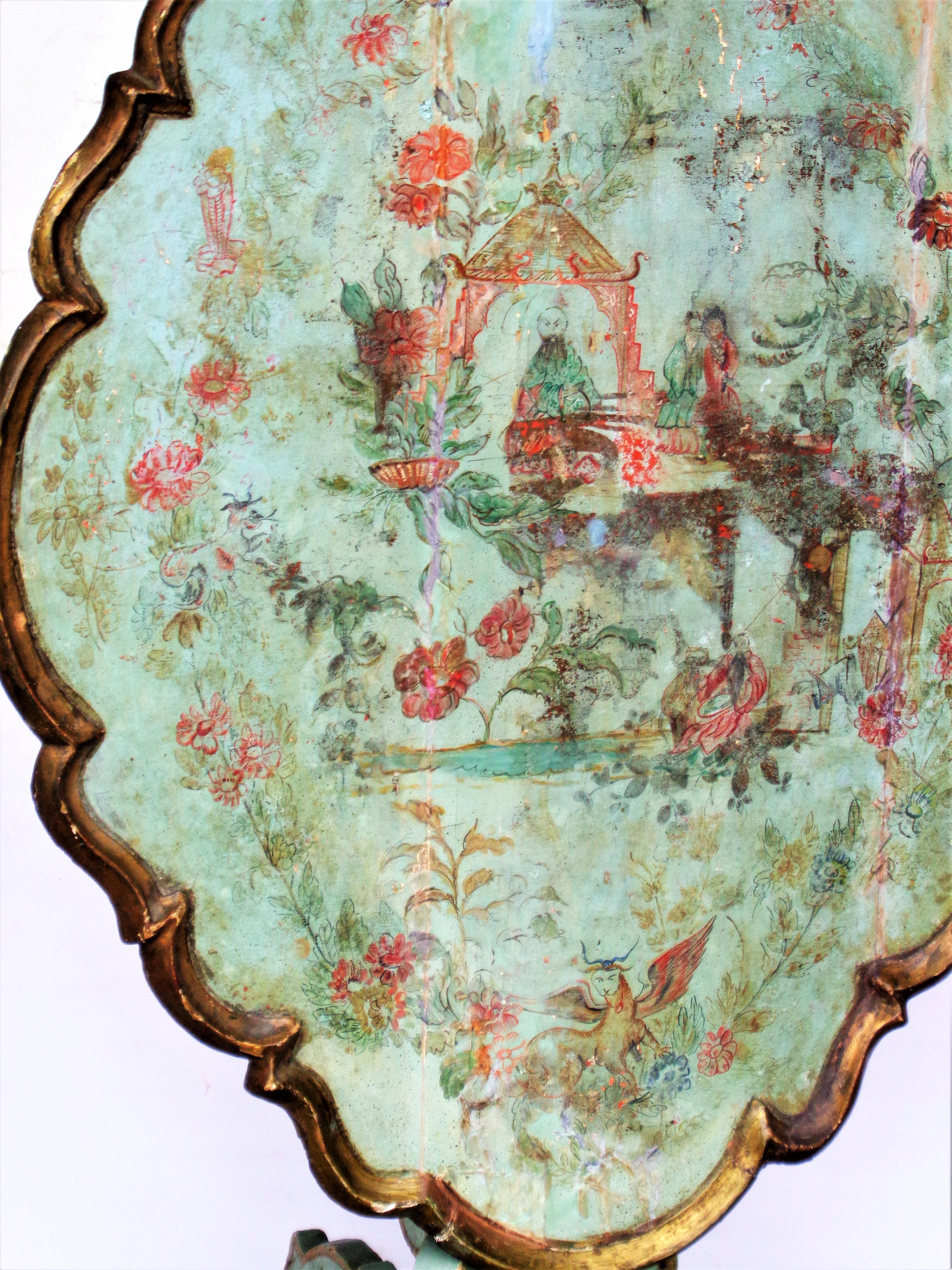 Italian Antique 18th Century Venetian Chinoiserie Painted Table
