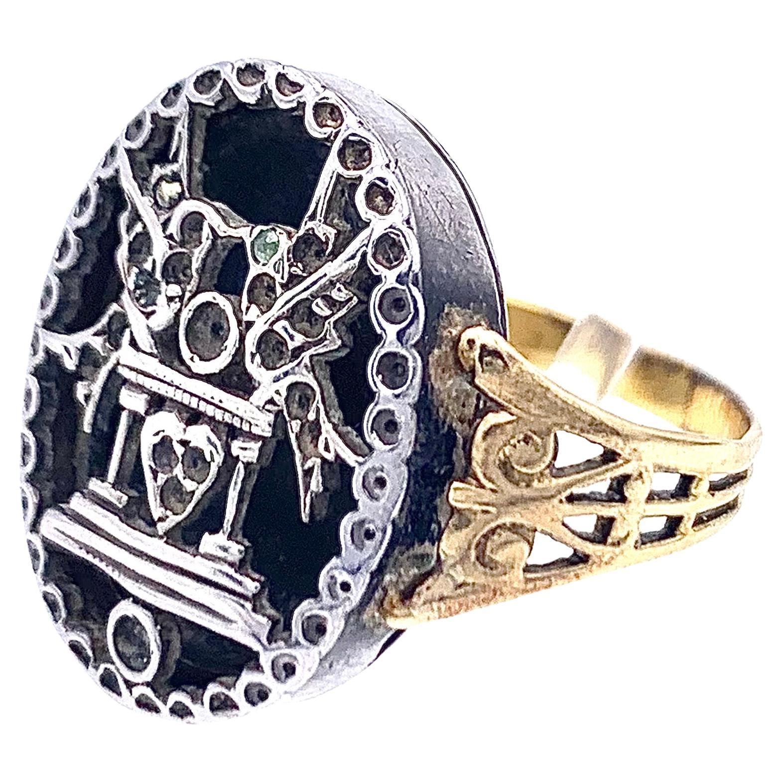 Antiker antiker Vinaigrette-Ring aus dem 18. Jahrhundert Silber Gold Schildkrötentauben Herz Liebe Token