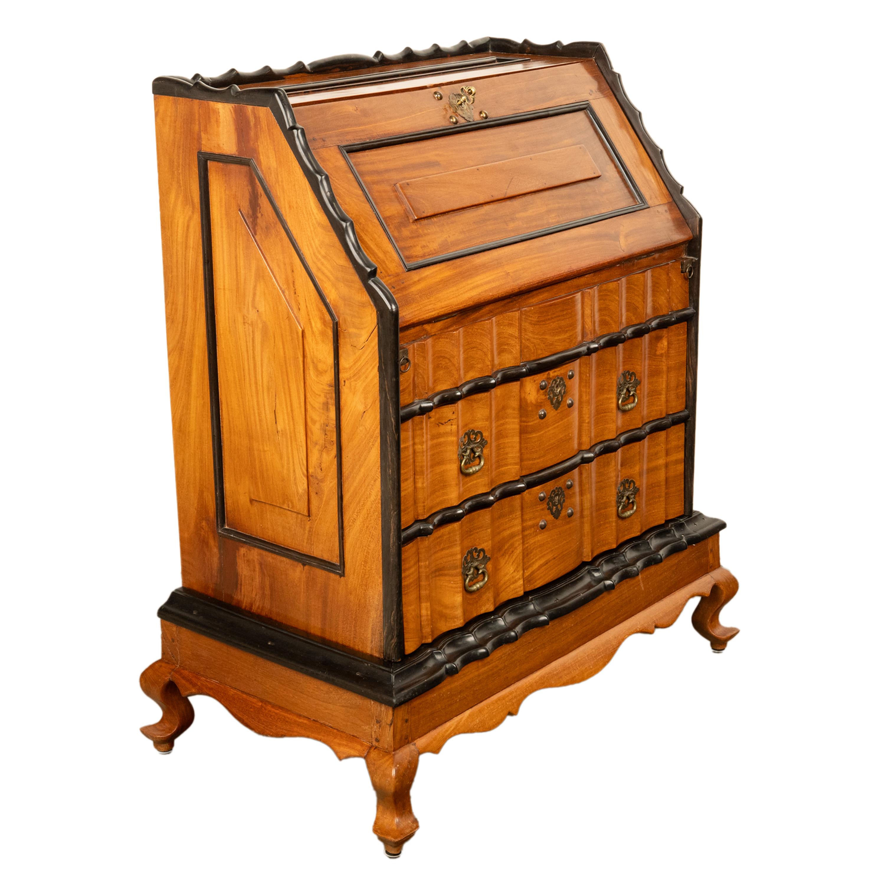 Indonesian Antique 18th Century VOC Dutch Colonial Padouk Ebony Secretary Desk Bureau 1730  For Sale