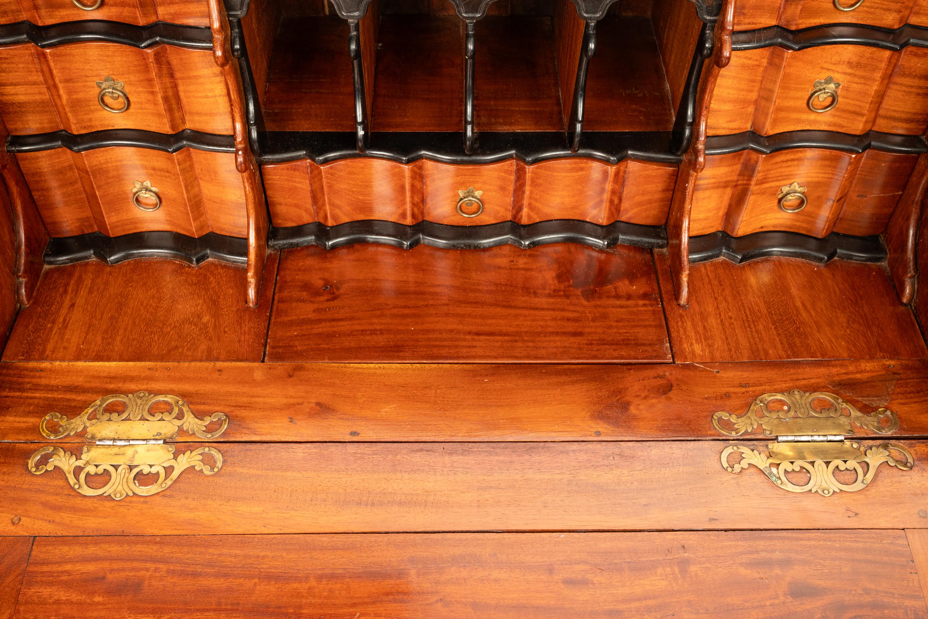 Antique 18th Century VOC Dutch Colonial Padouk Ebony Secretary Desk Bureau 1730  For Sale 1