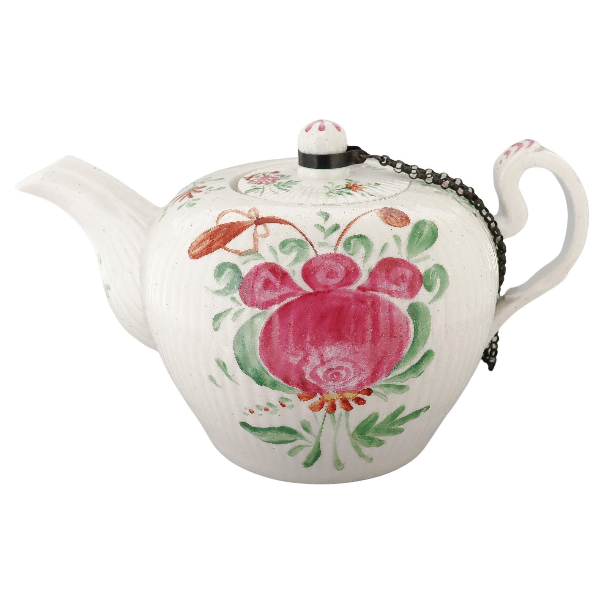 Antike Wallendorf 18. Jahrhundert Deutsche Porzellan Ostfriesische Rose Teekanne