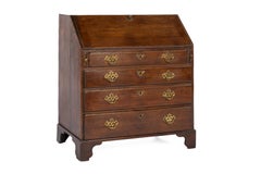 Antique 18th century warm brown English Oak Queen Anne Slant-Front Desk