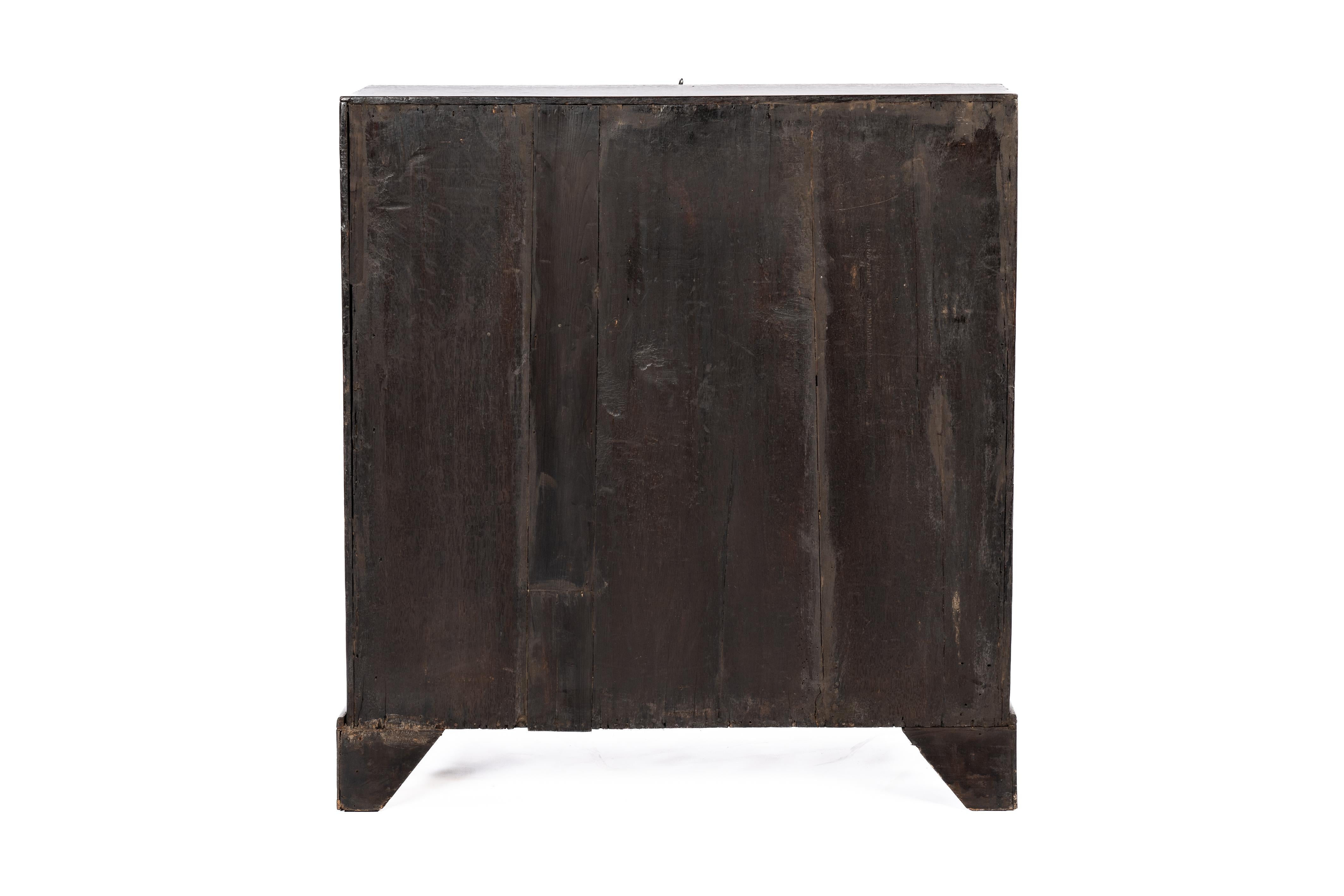 Brass Antique 18th century warm brown English Oak Queen Anne Slant-Front Desk For Sale