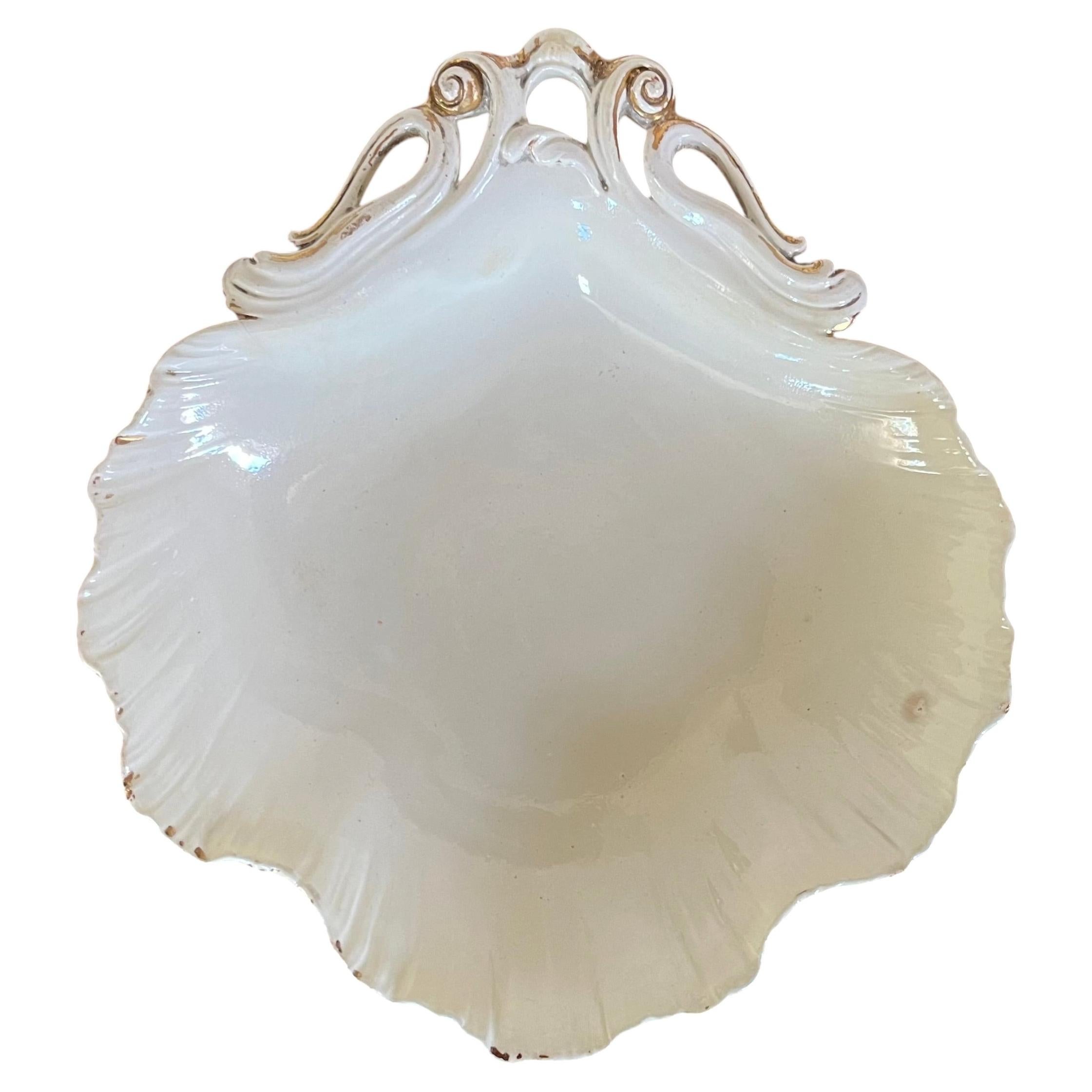 Antique 18th Century Wedgwood Creamware Rococo Sea Shell Form Dish