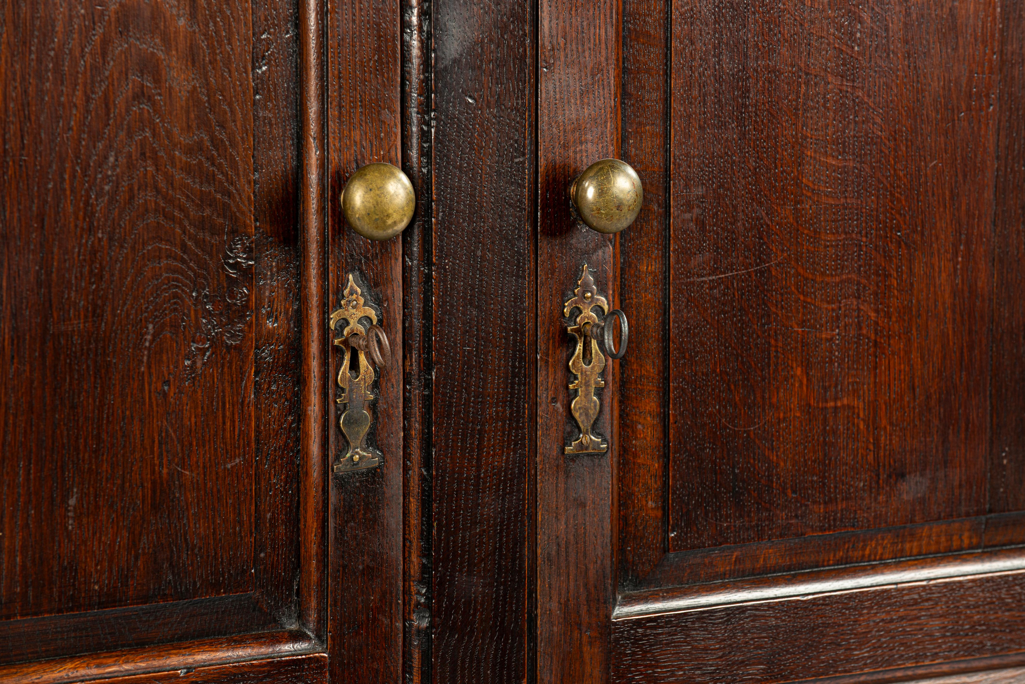 Antiker walisischer Warm Brown Oak Press Livery Housekeepers Cupboard aus dem 18. im Angebot 2