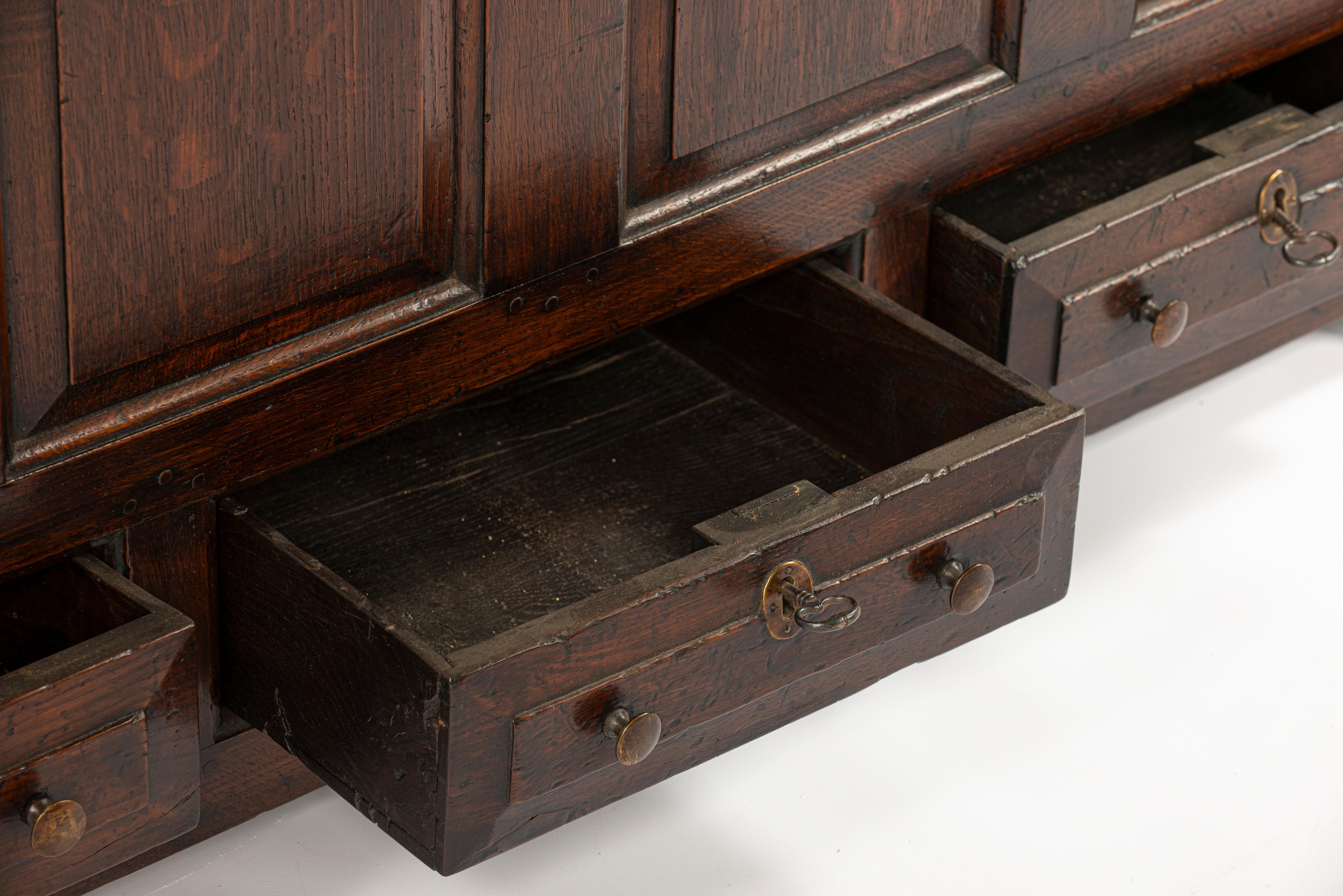 Antiker walisischer Warm Brown Oak Press Livery Housekeepers Cupboard aus dem 18. im Angebot 9