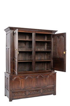 Antique 18th century Welsh Warm Brown Oak Press Livery Housekeepers Cupboard