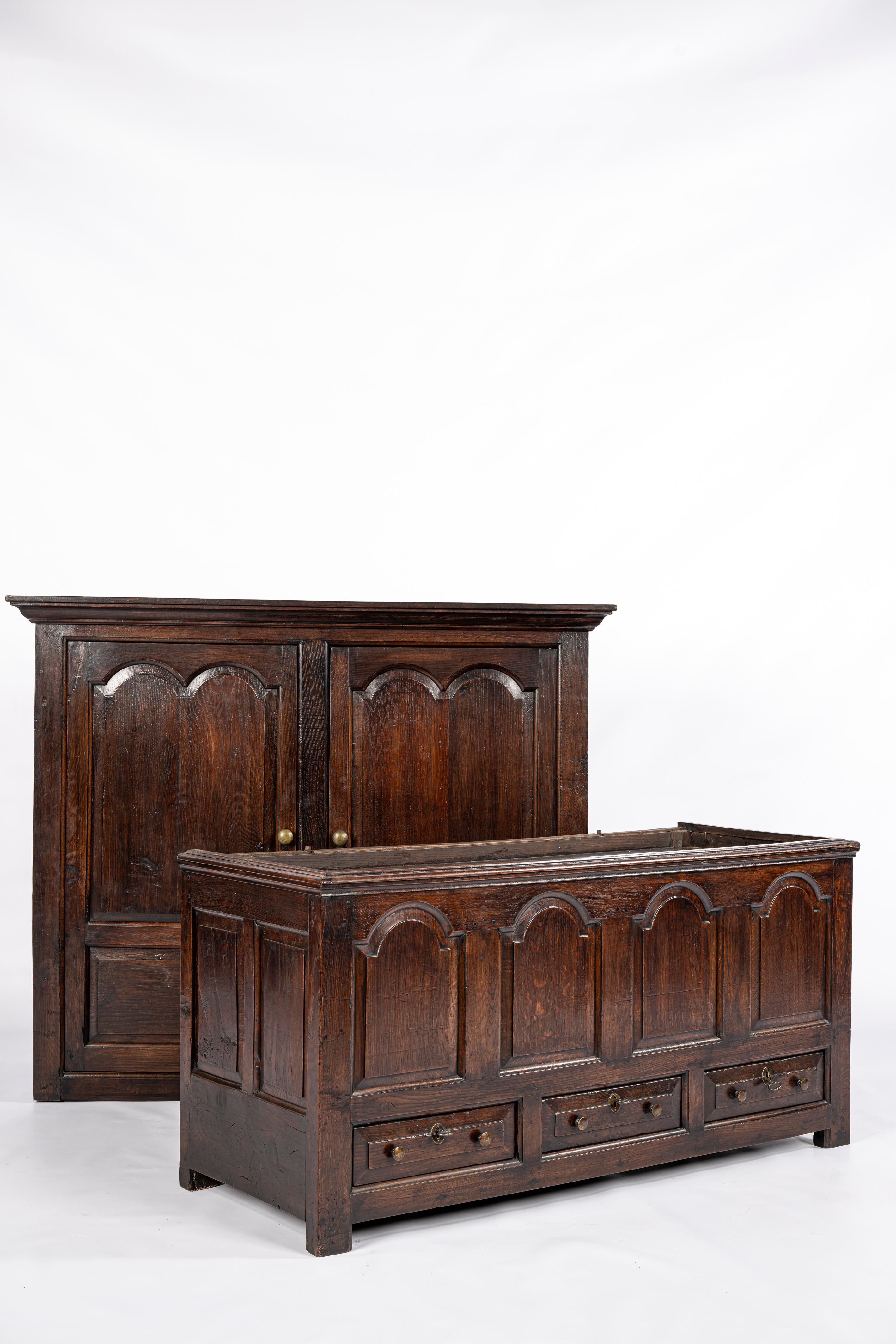 Antiker walisischer Warm Brown Oak Press Livery Housekeepers Cupboard aus dem 18. im Angebot 1