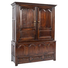 Antique 18th century Welsh Warm Brown Oak Press Livery Housekeepers Cupboard