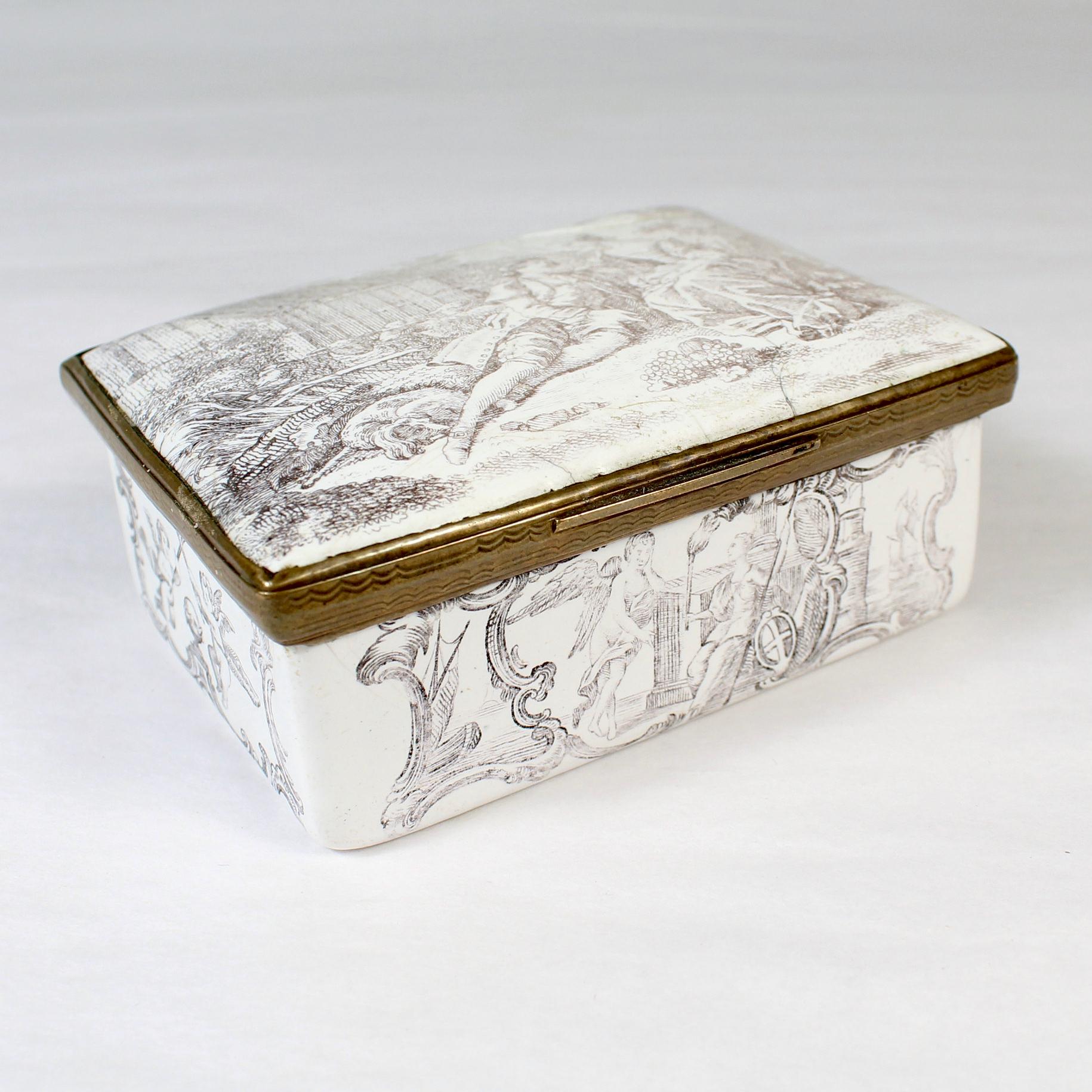 Antique 18th Century White Bilston / Battersea Enamel Snuff Box or Bonbonniere 5