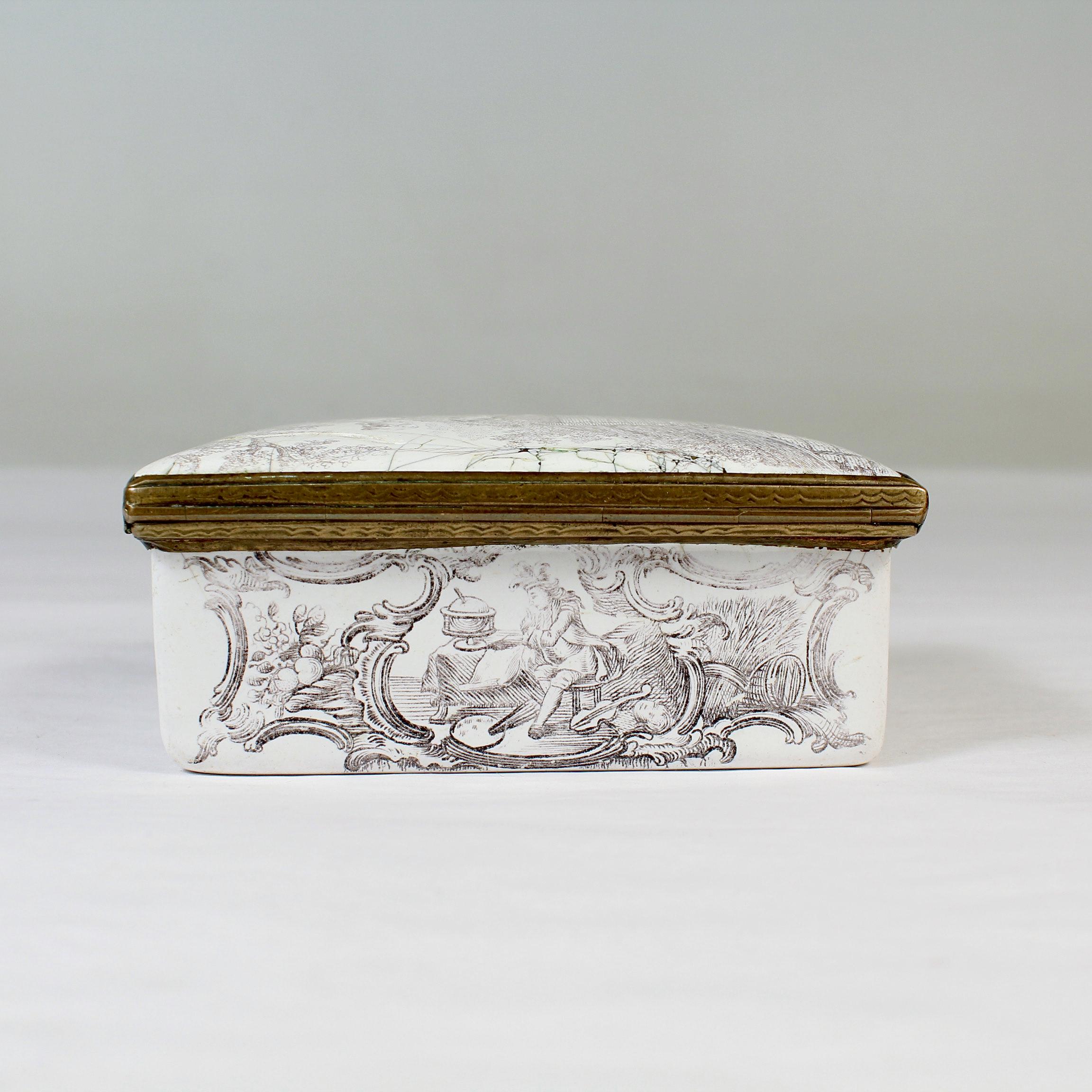 Antique 18th Century White Bilston / Battersea Enamel Snuff Box or Bonbonniere 3