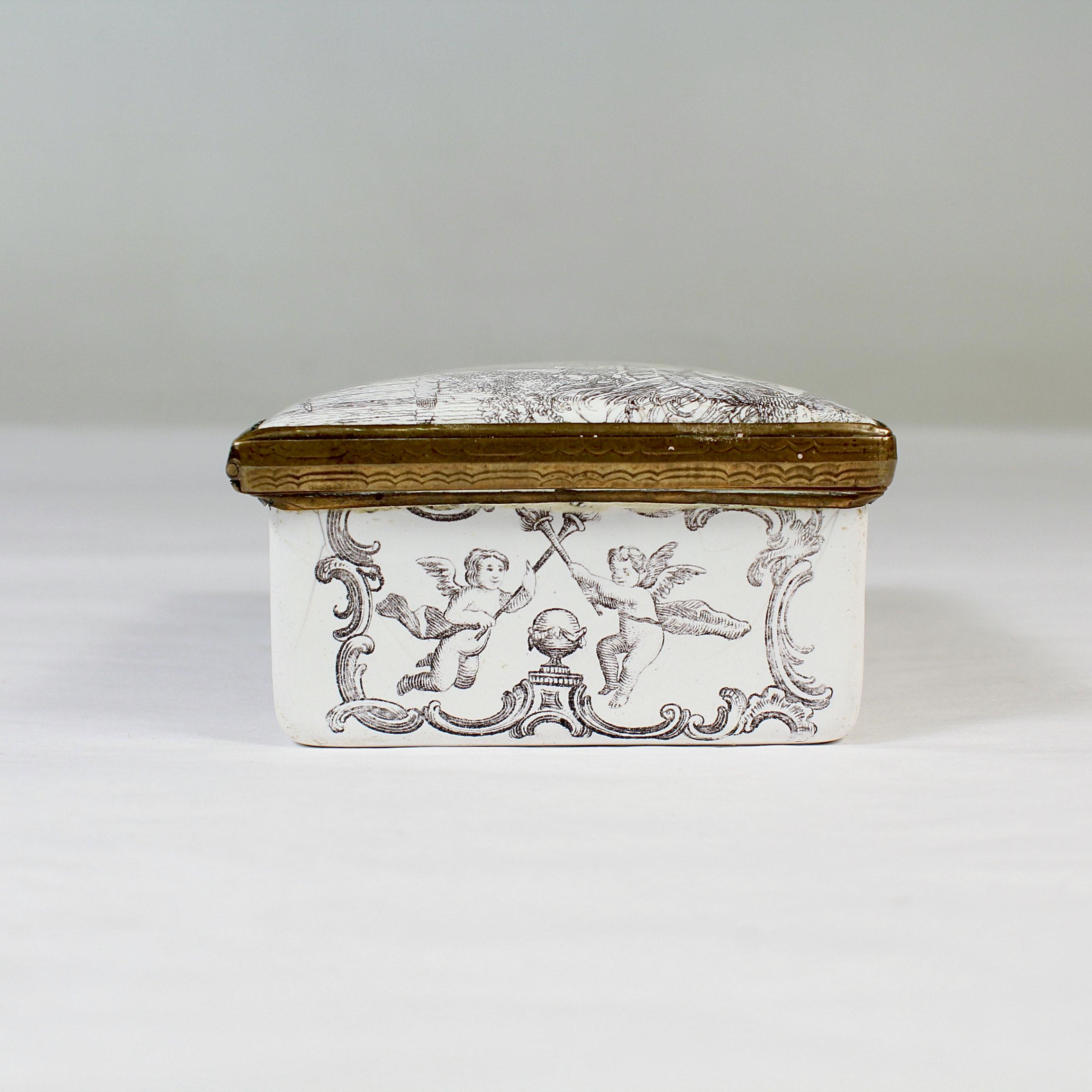 Antique 18th Century White Bilston / Battersea Enamel Snuff Box or Bonbonniere 4