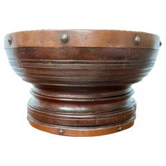 Antique 18th Century Wooden Bowl with Copper Banding