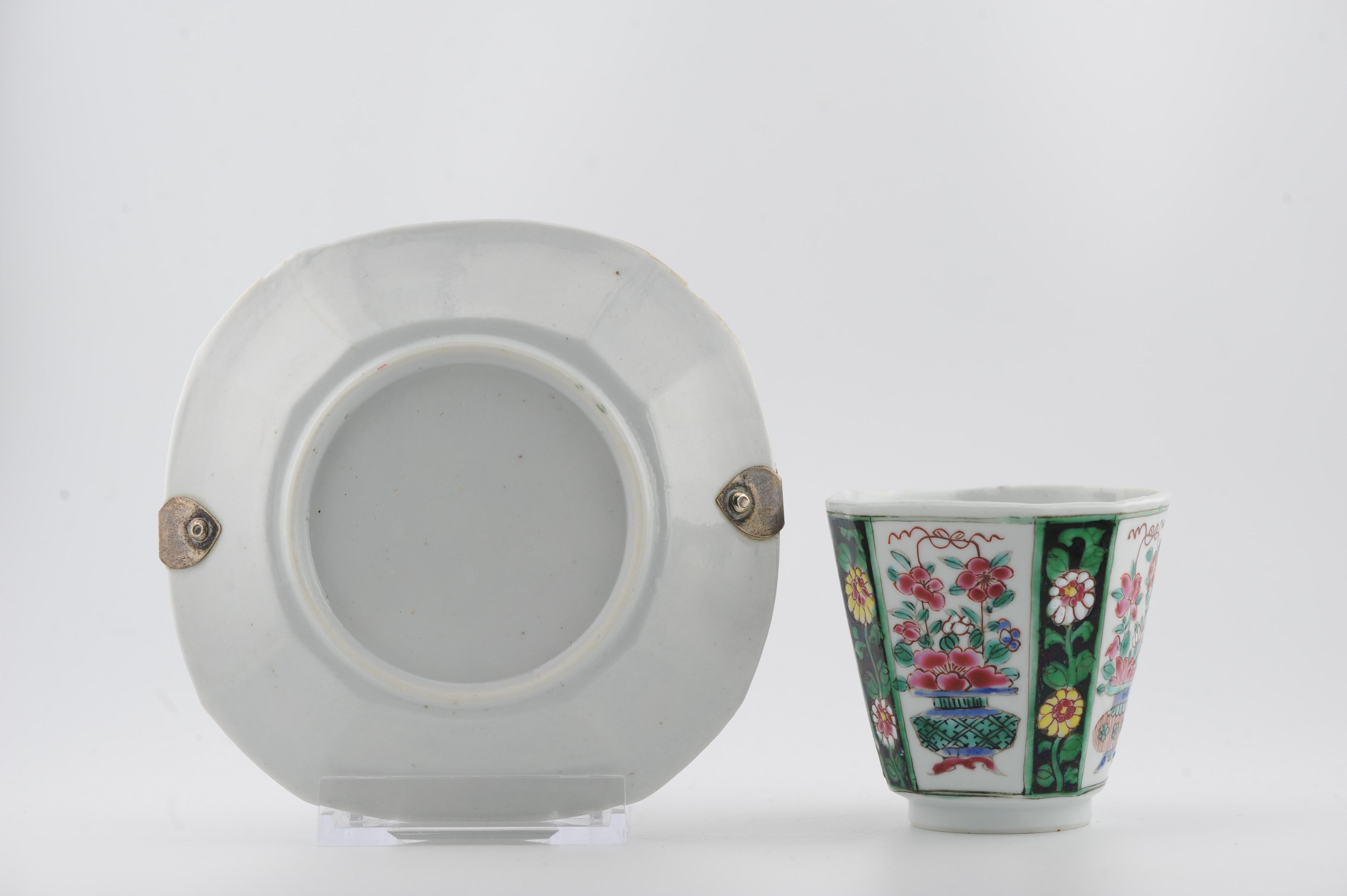 Antique 18th Famille Noir Chinese Porcelain Bowl Kangxi/Yongzheng Fencai China For Sale 9