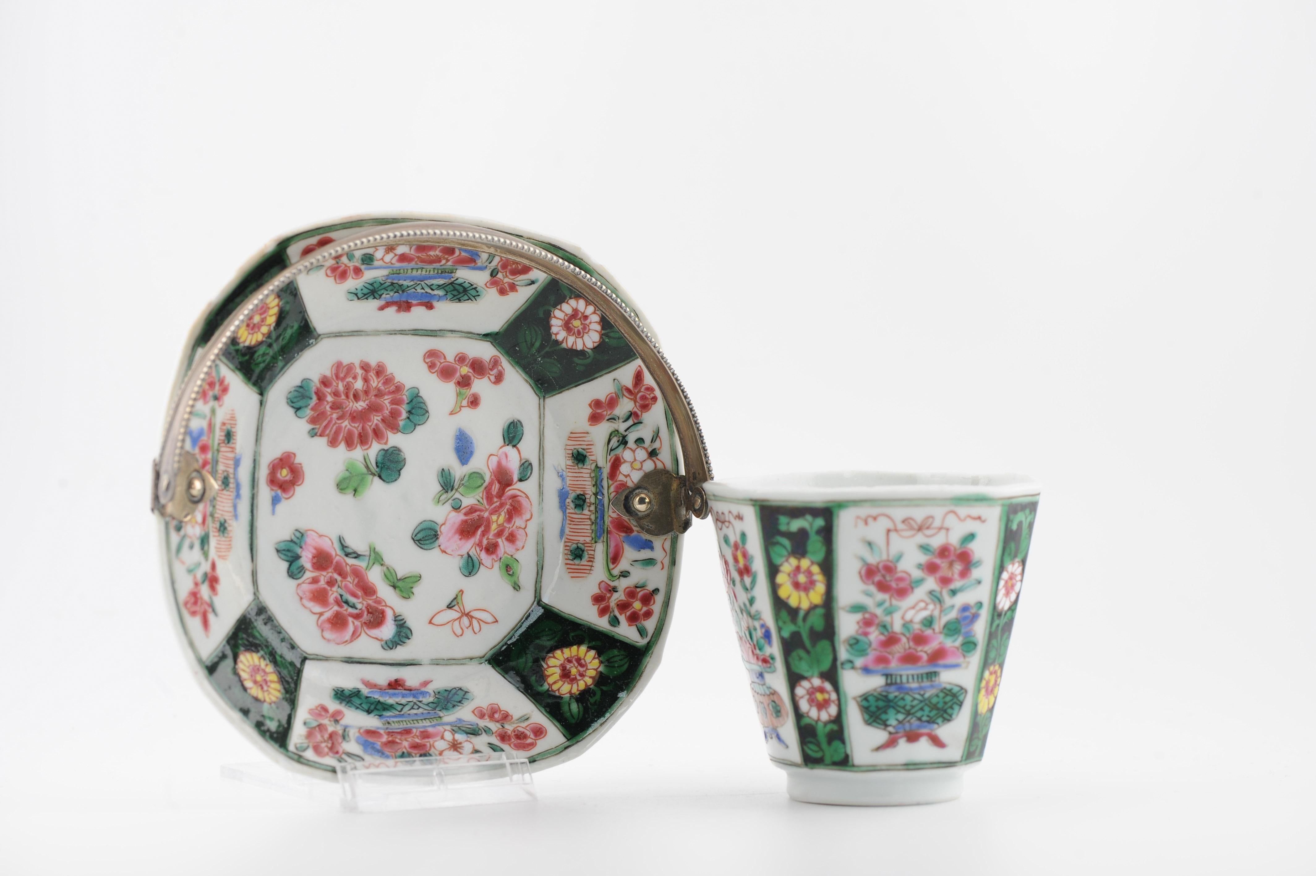 Antique 18th Famille Noir Chinese Porcelain Bowl Kangxi/Yongzheng Fencai China For Sale 2