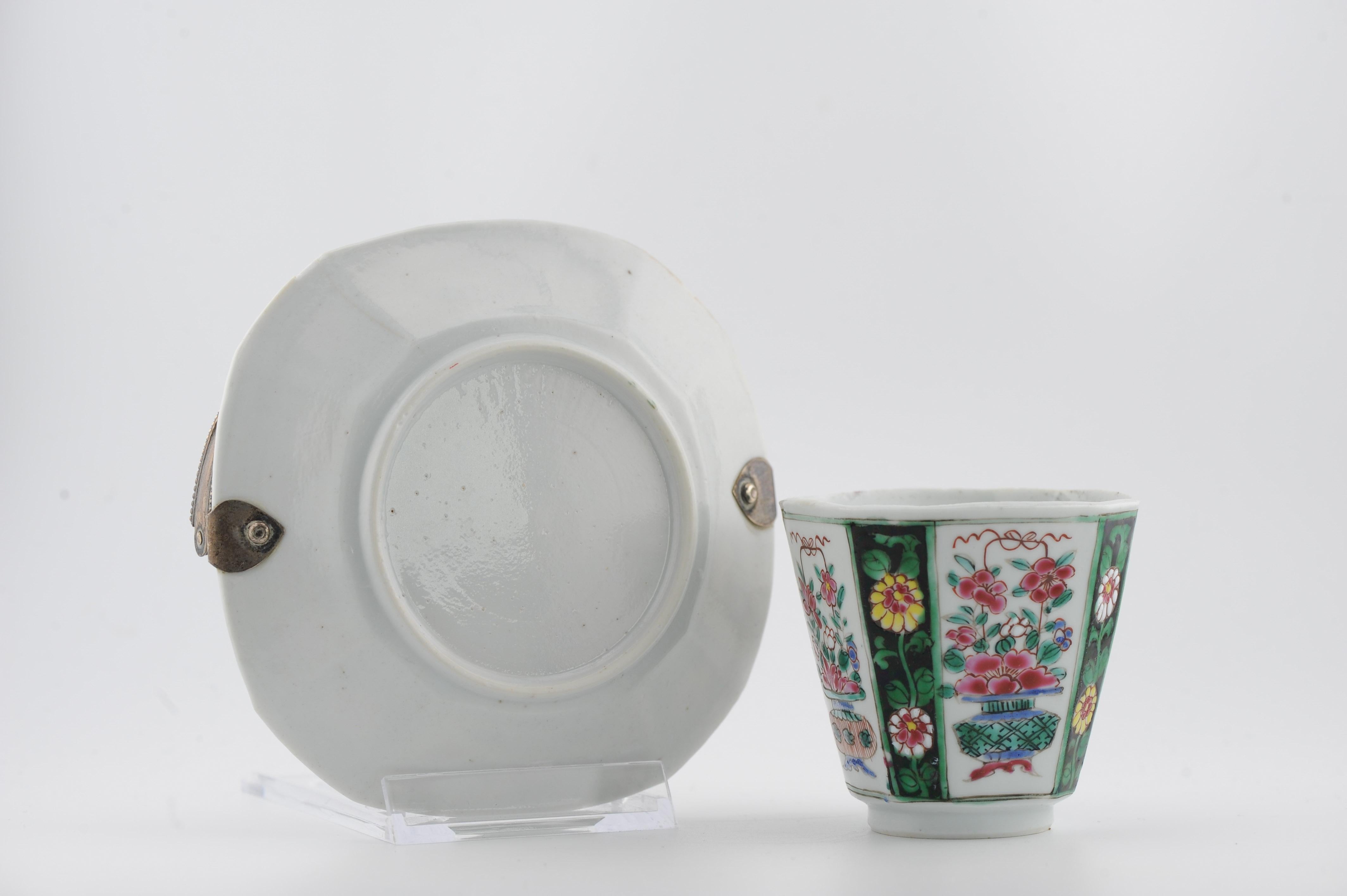 Antique 18th Famille Noir Chinese Porcelain Bowl Kangxi/Yongzheng Fencai China For Sale 3