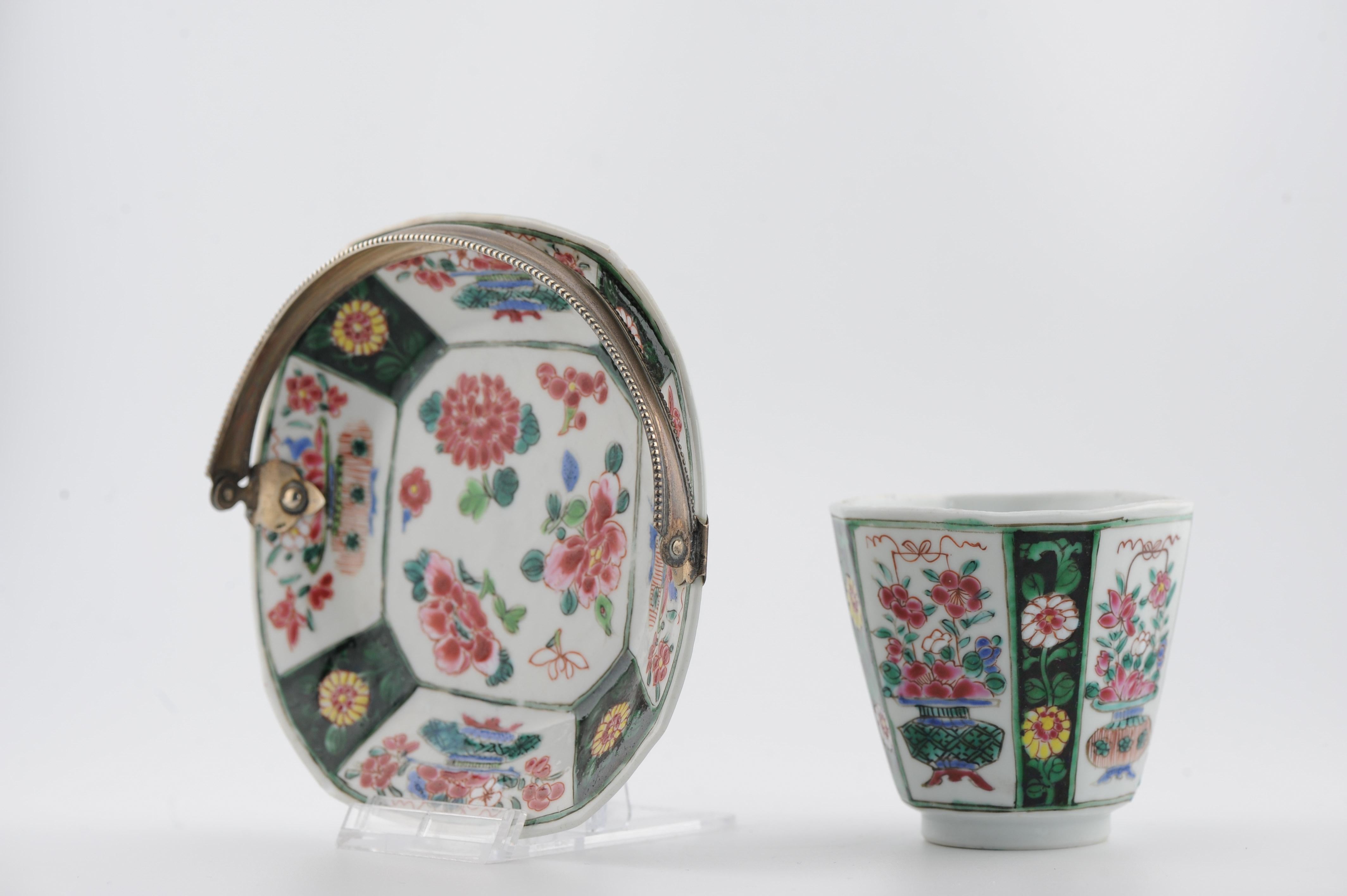 Antique 18th Famille Noir Chinese Porcelain Bowl Kangxi/Yongzheng Fencai China For Sale 5