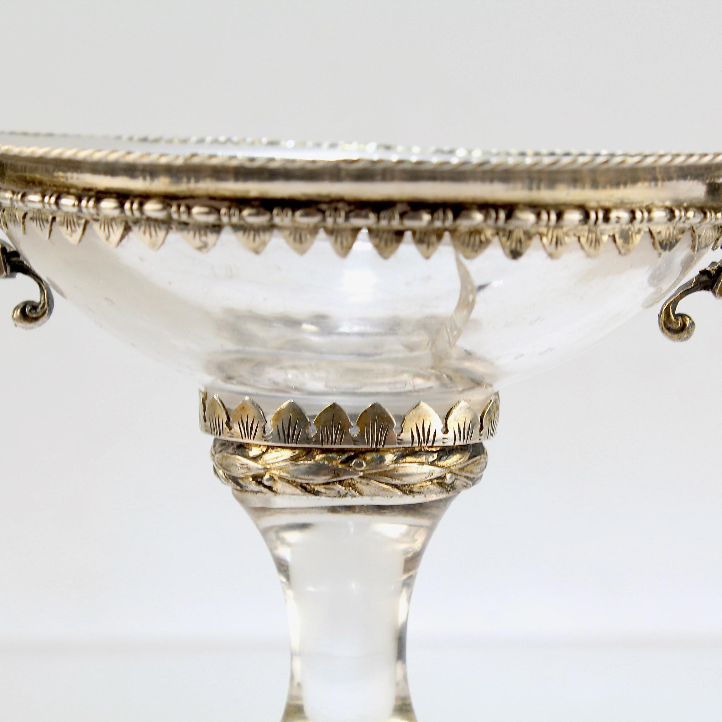 Antique 18th or 19th Century Austrian Silver Mounted Rock Crystal Salt Cellar For Sale 2