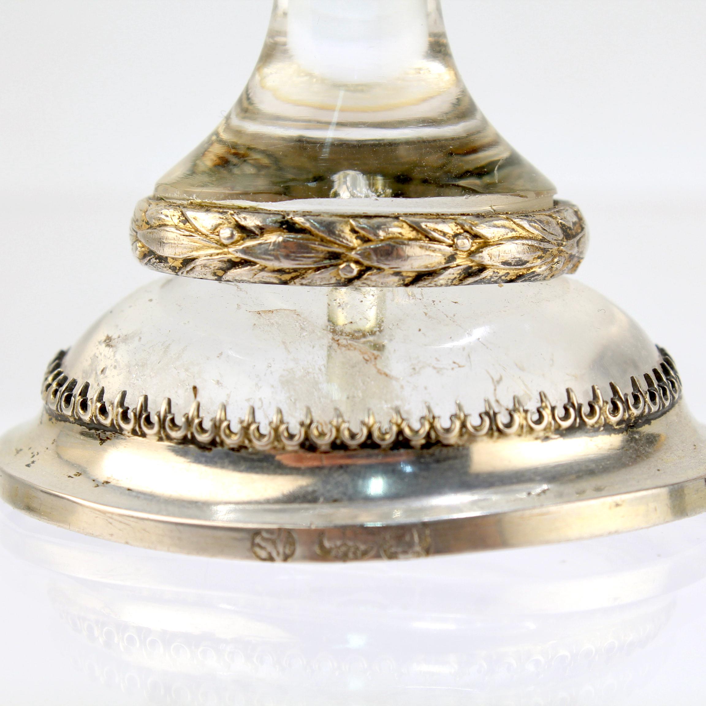 Antique 18th or 19th Century Austrian Silver Mounted Rock Crystal Salt Cellar For Sale 5