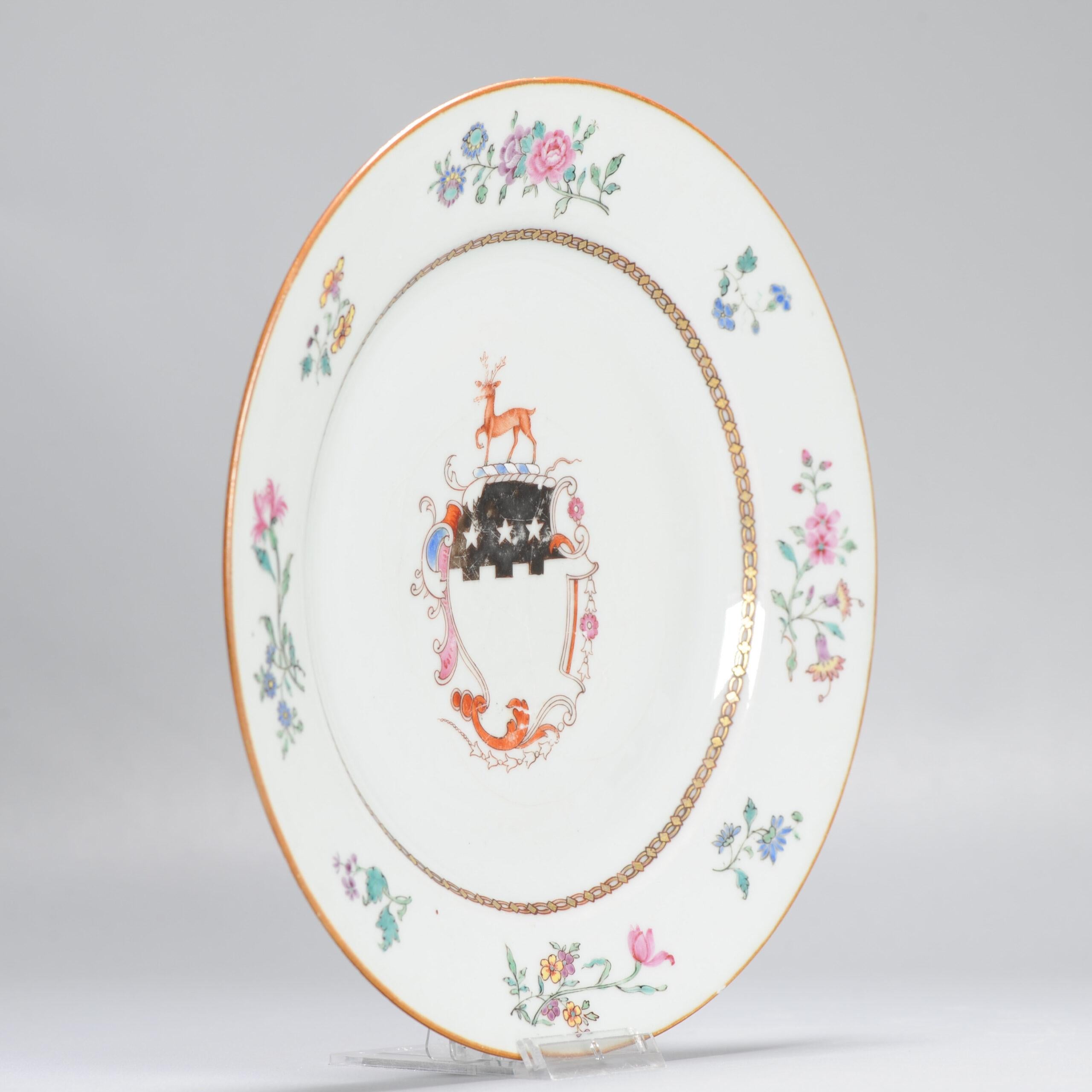 Ancienne assiette armoriée Qianlong du 18ème siècle en porcelaine chinoise en vente 5