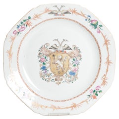 Antique 18th Qianlong Armorial Dish Chinese Porcelain Plate China