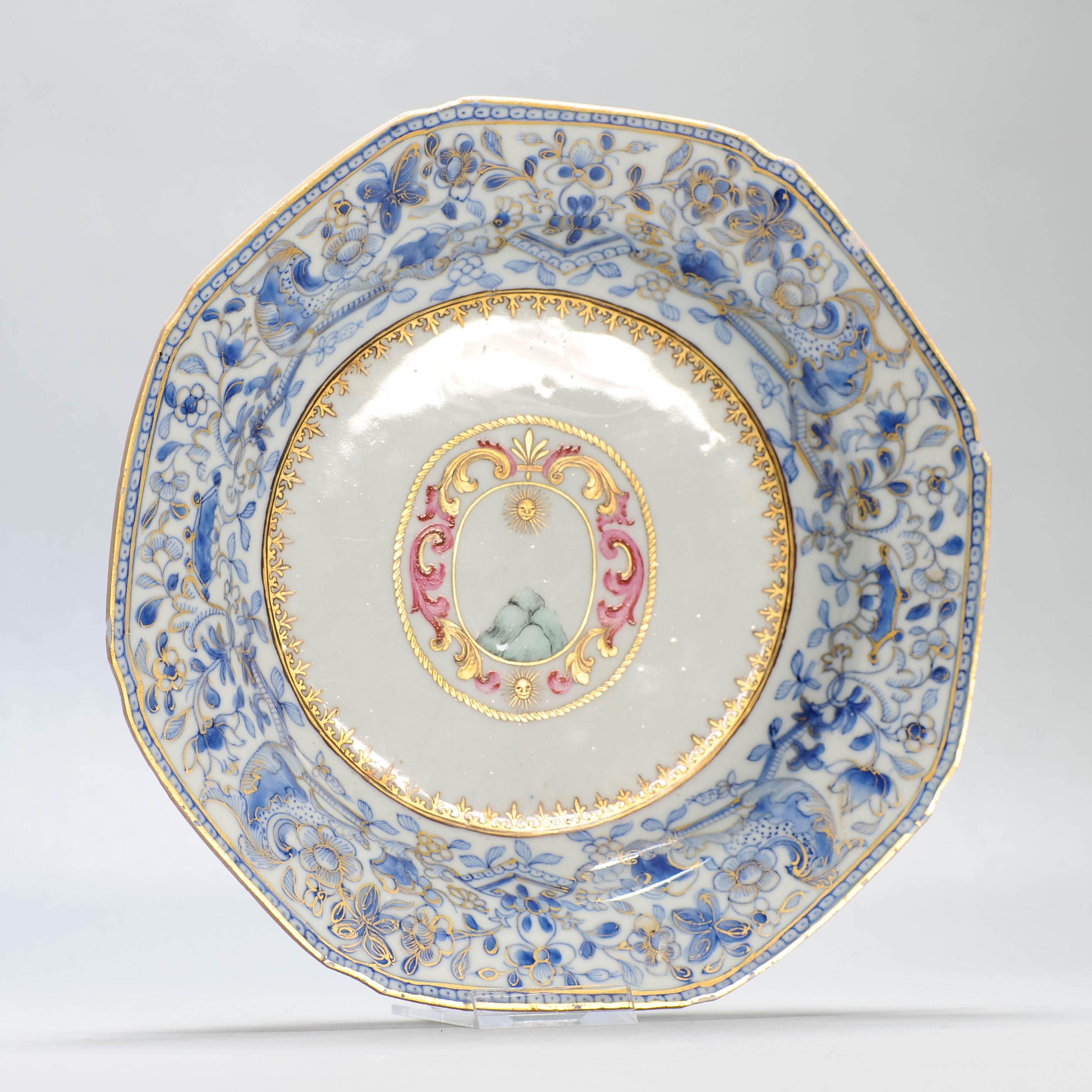 Antico piatto in porcellana cinese del 18° Qianlong Sunnybanck Armorial Dishish in vendita 8