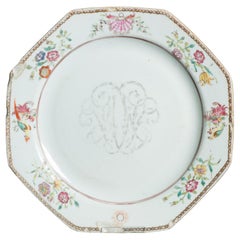 Antique 18thC Chinese Qianlong Armorial Porcelain Plate Dish China Export