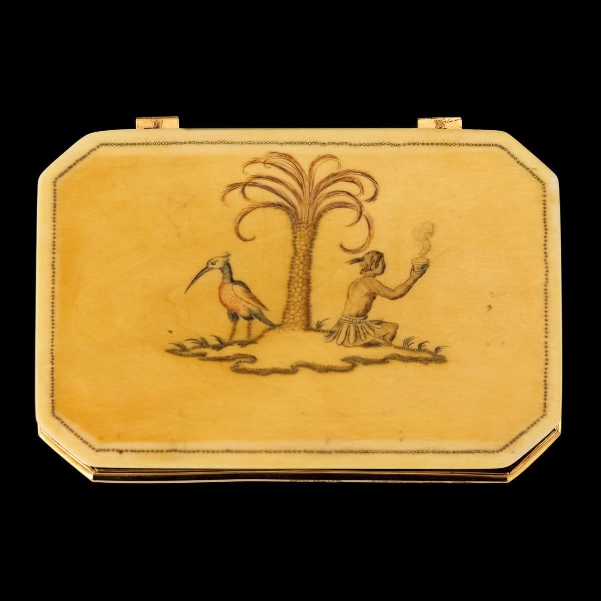 18th Century and Earlier Antique 18th Century English 18-Karat Gold Mounted Snuff Box, circa 1720