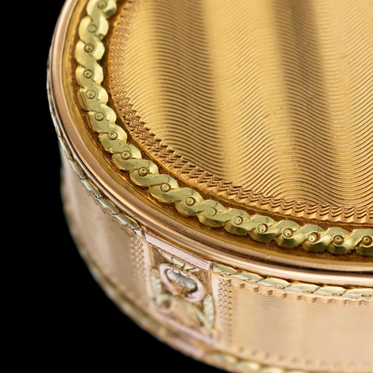 Antique French Three-Colour 18-Karat Gold Snuff Box, Louis Ouizille, circa 1768 4