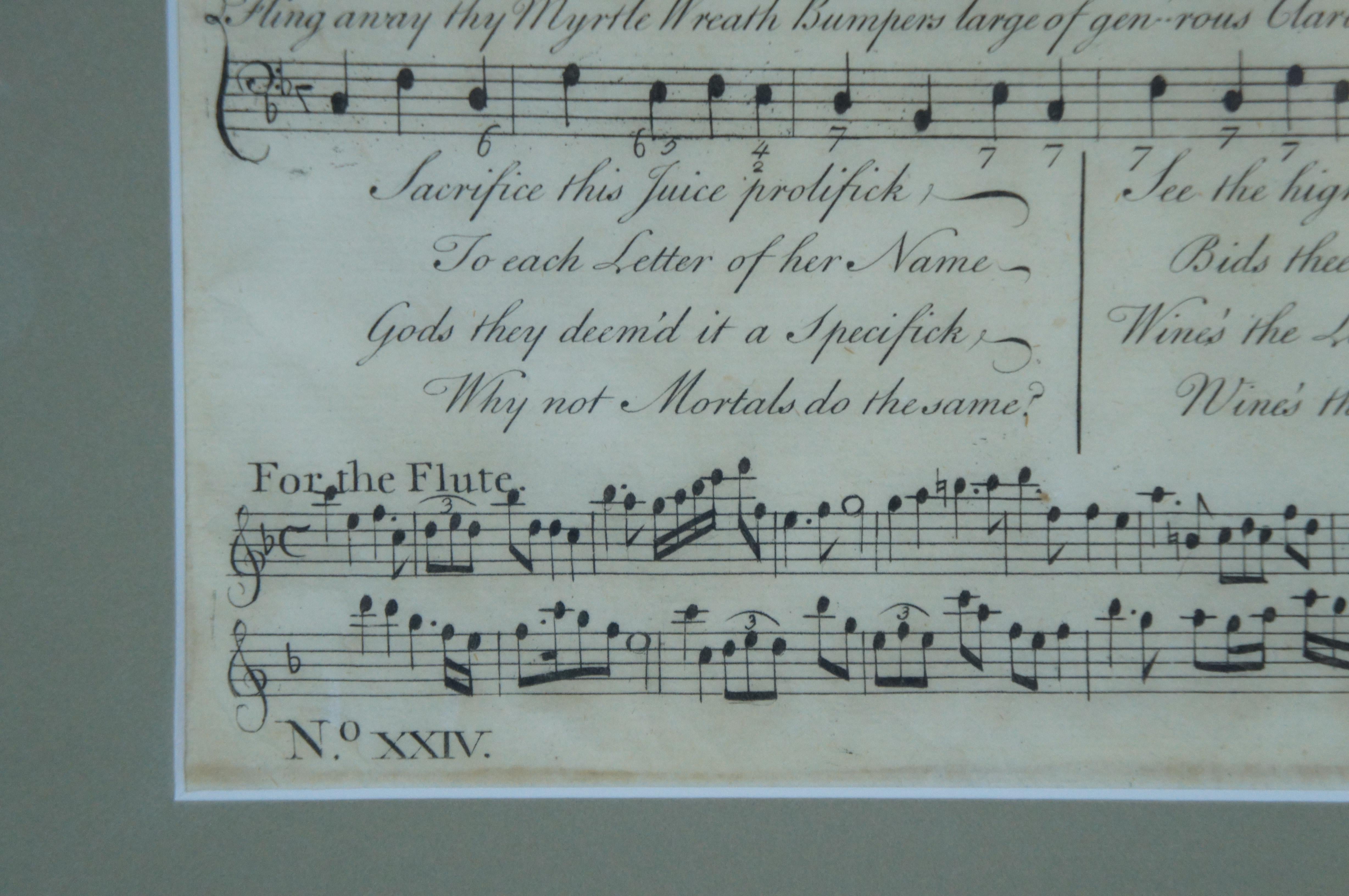 Antique 18thC George Bickham Illustrated Sheet Music Stage Syren Loves Bacchanal For Sale 6
