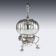 Antique Imperial Russian Solid Silver Tea Kettle on Stand, Moscow, circa 1761