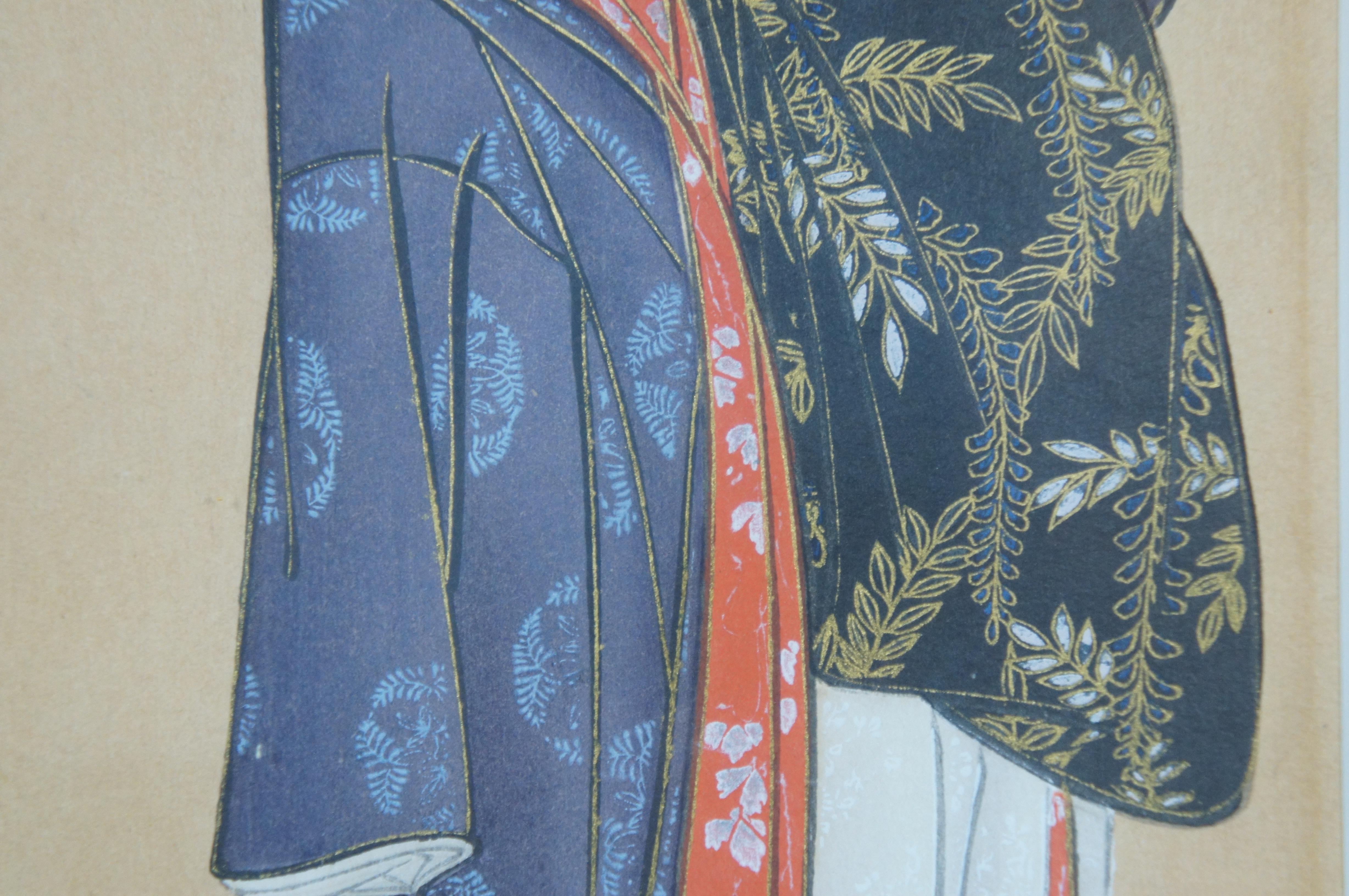 Antique 18thC Japanese Katsukawa Shunsho Beauty with a Cat Woodblock Print  For Sale 5