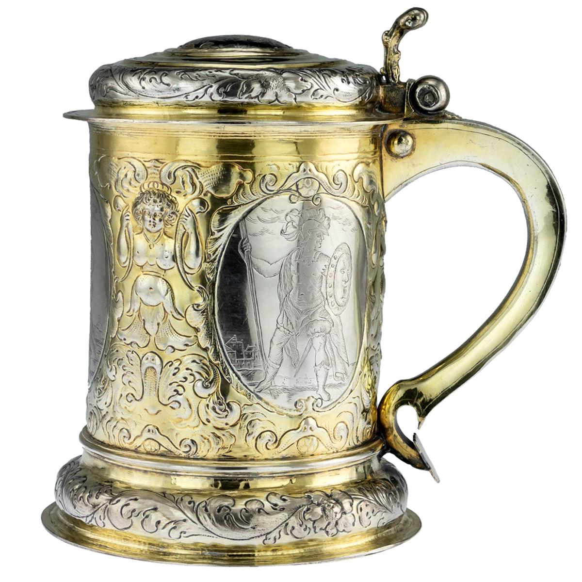 Antique Russian Exceptional Silver-Gilt & Niello Tankard, Moscow, circa 1766