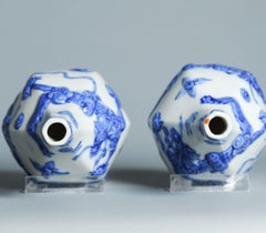 Antique 19/20C period Japanese Porcelain Hirado Vases with Dragon and Pearl