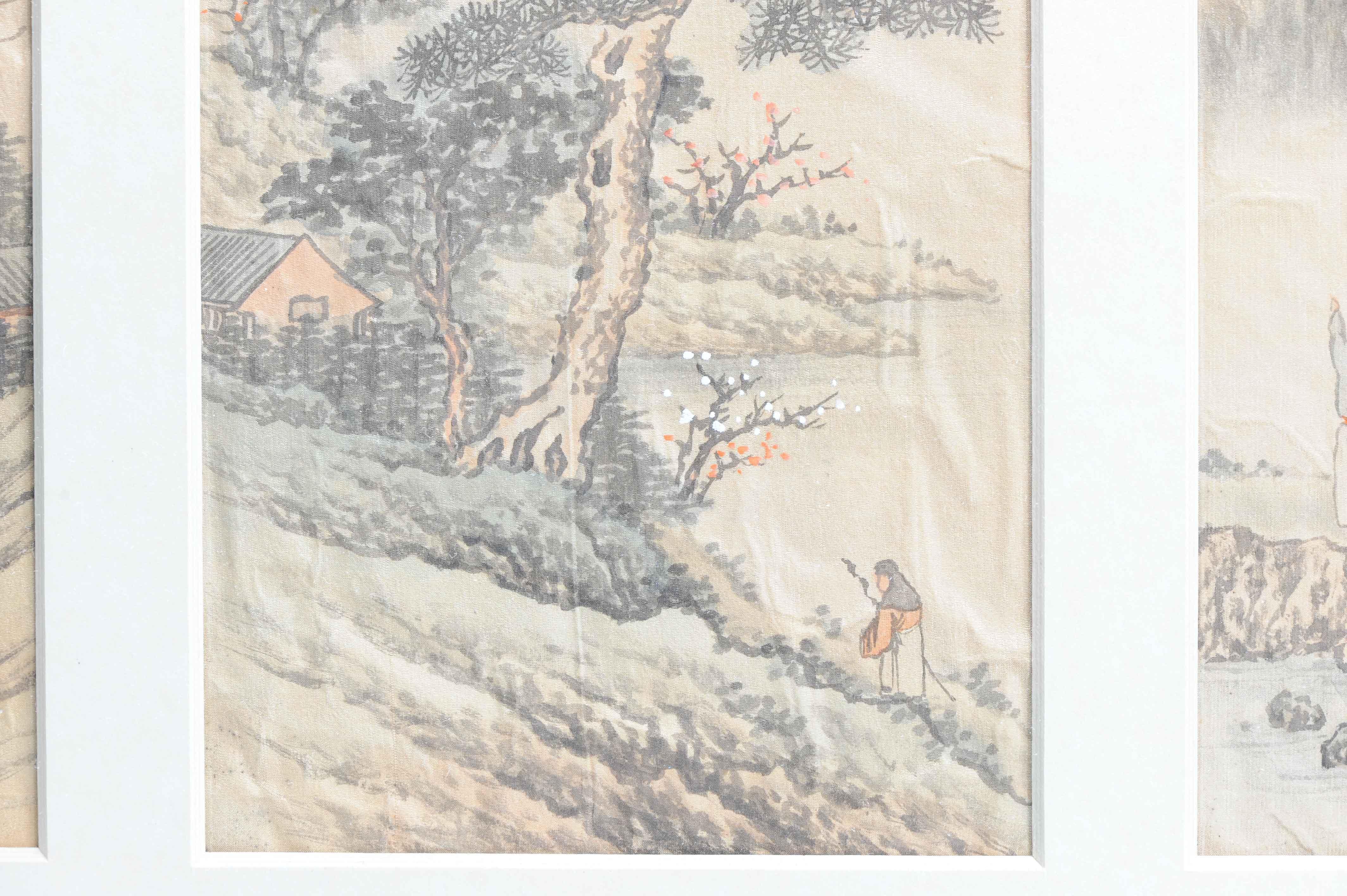 Ancienne peinture à l'eau chinoise 19/20e s Classic Literati Qing Dynasty en vente 5