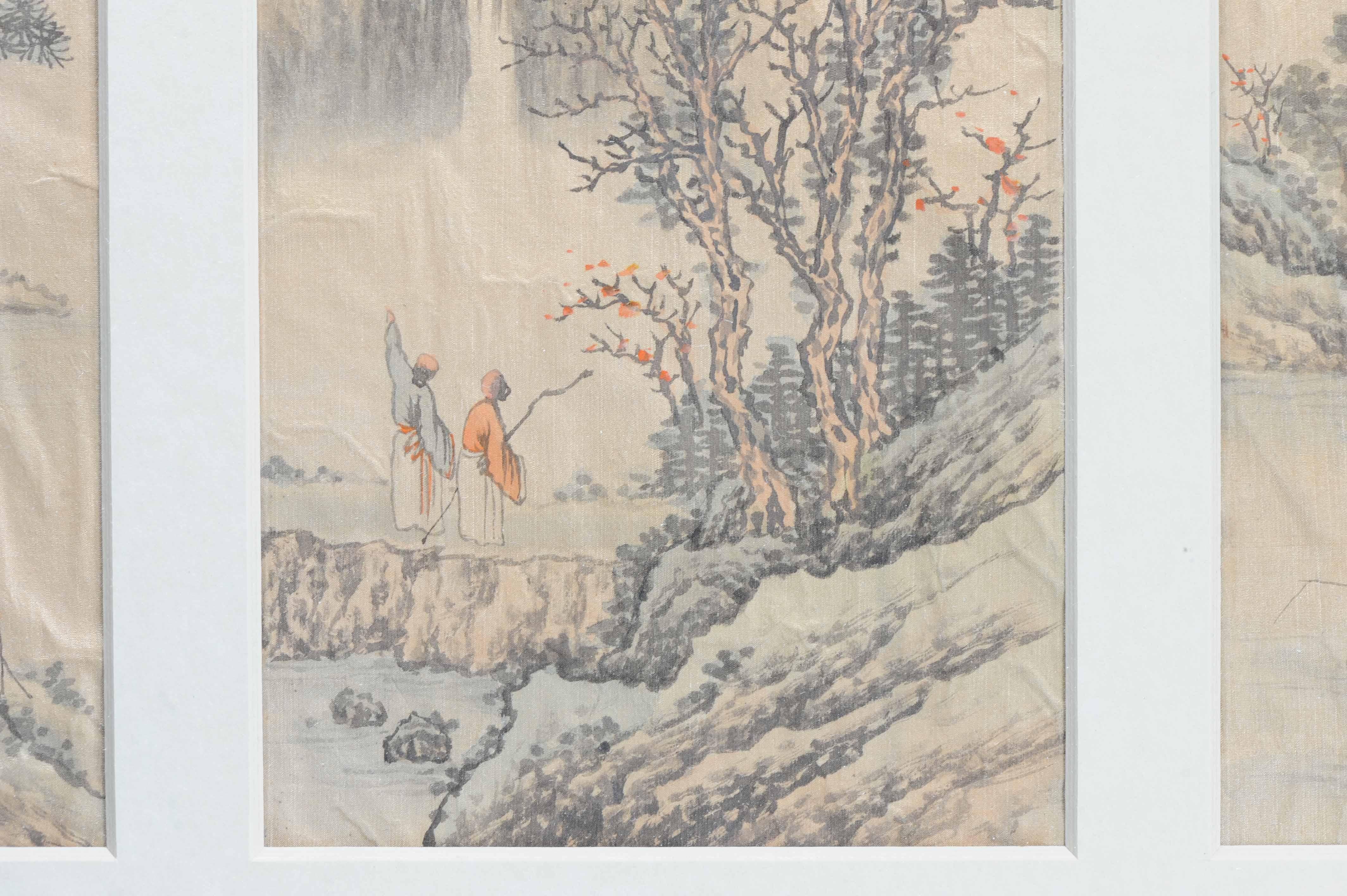 Ancienne peinture à l'eau chinoise 19/20e s Classic Literati Qing Dynasty en vente 8