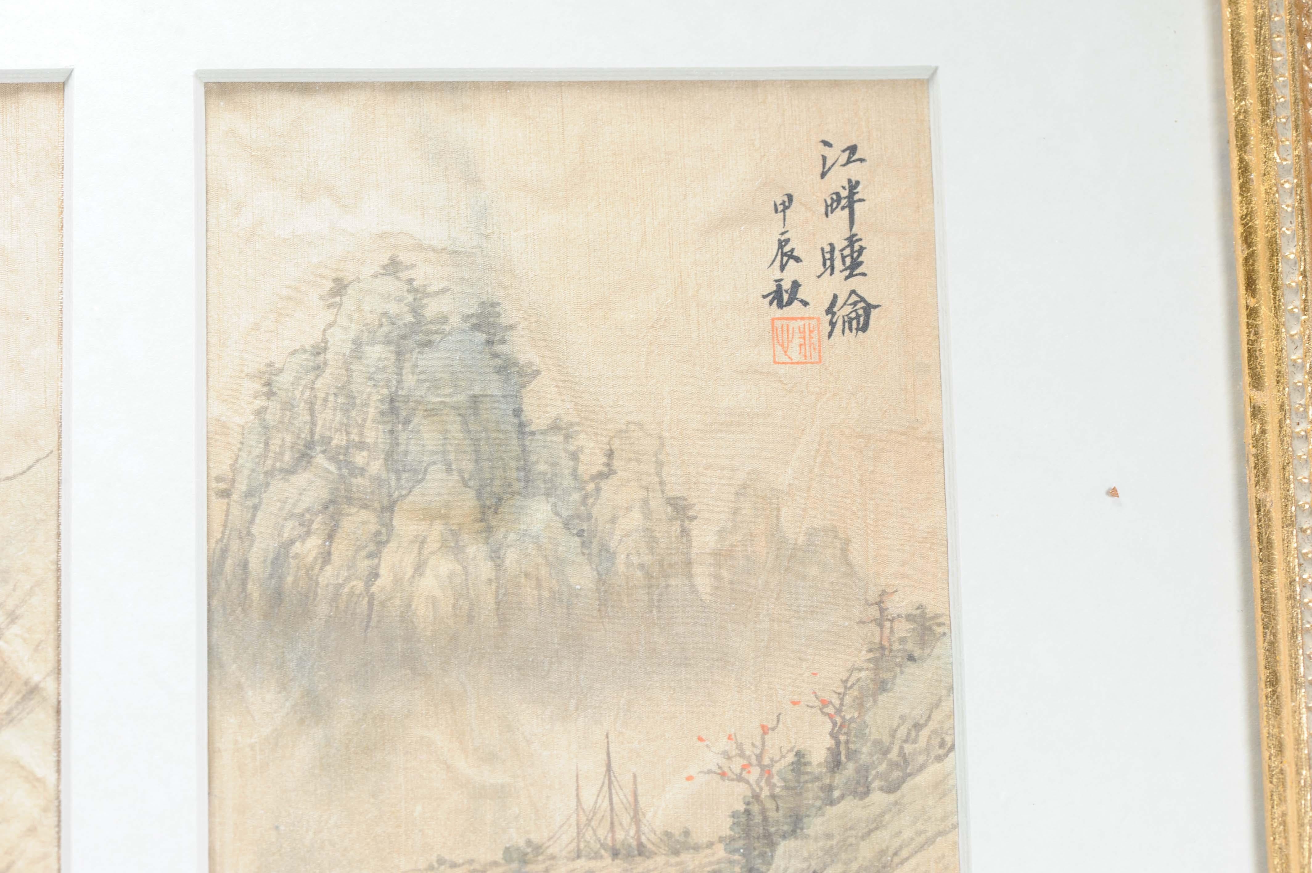 Ancienne peinture à l'eau chinoise 19/20e s Classic Literati Qing Dynasty en vente 9
