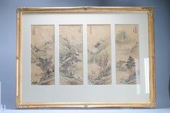 Antique 19/20th c Chinese Water Color painting Classic Literati Qing Dynasty