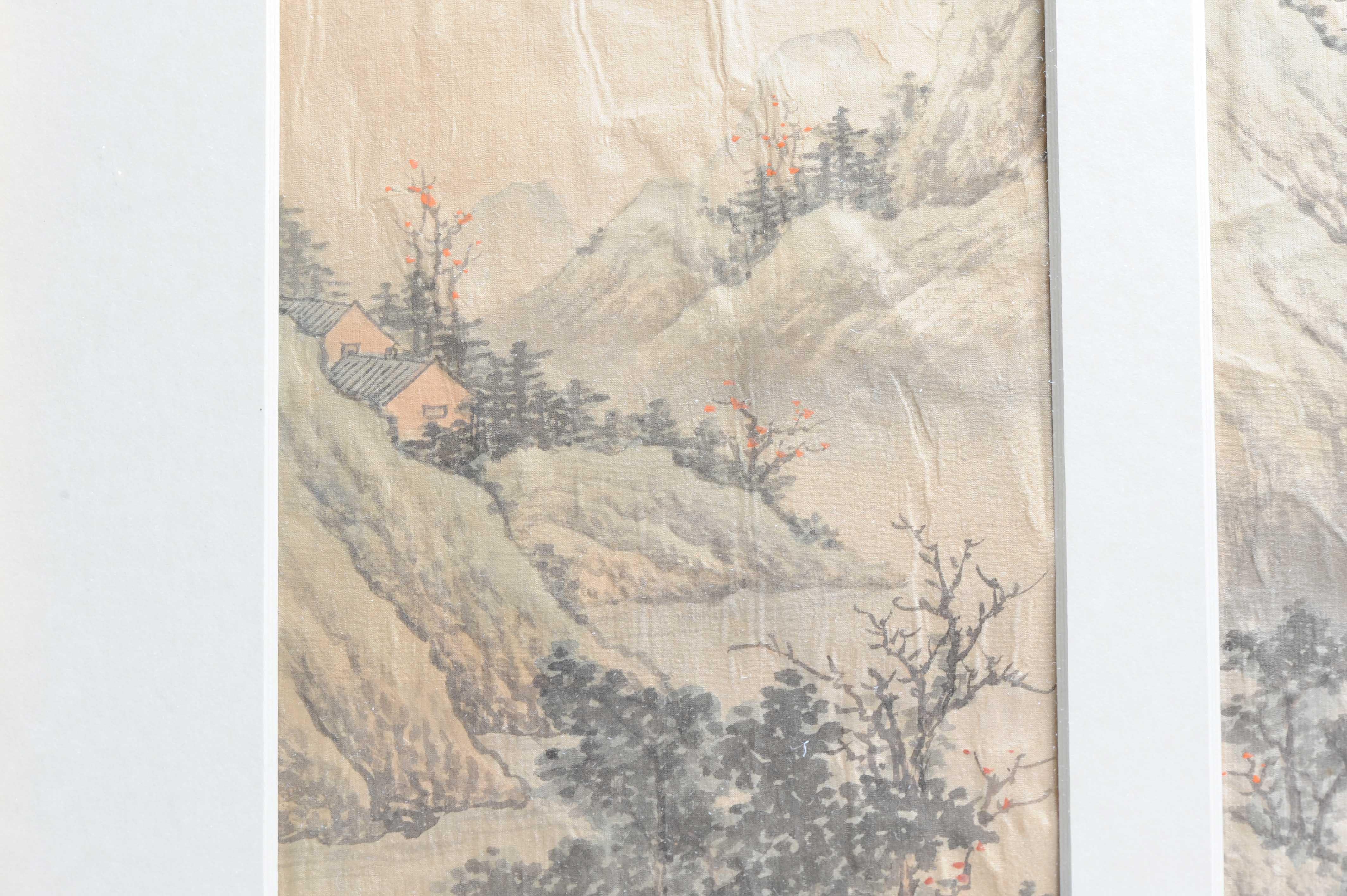 Ancienne peinture à l'eau chinoise 19/20e s Classic Literati Qing Dynasty en vente 2