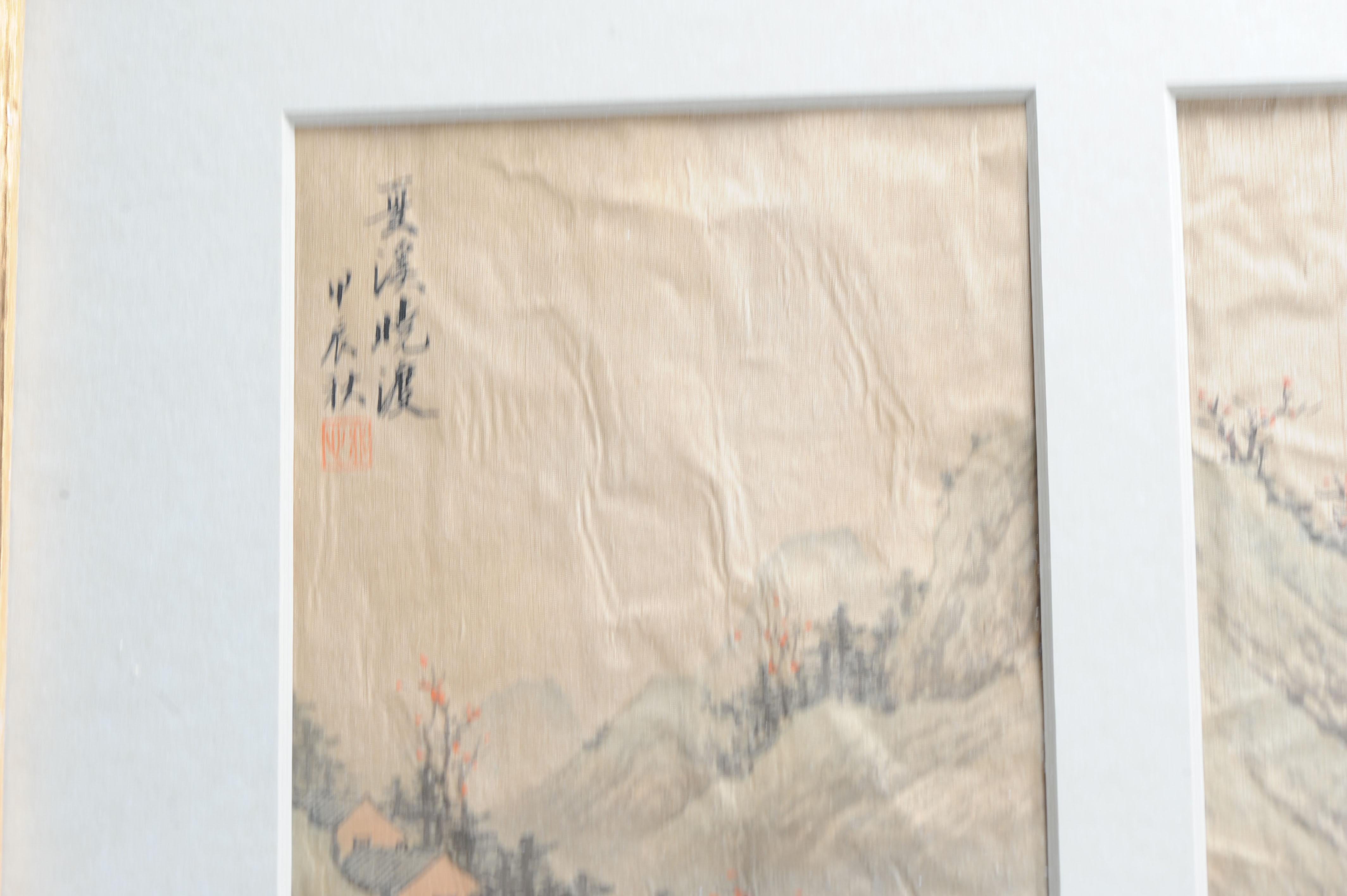 Ancienne peinture à l'eau chinoise 19/20e s Classic Literati Qing Dynasty en vente 3