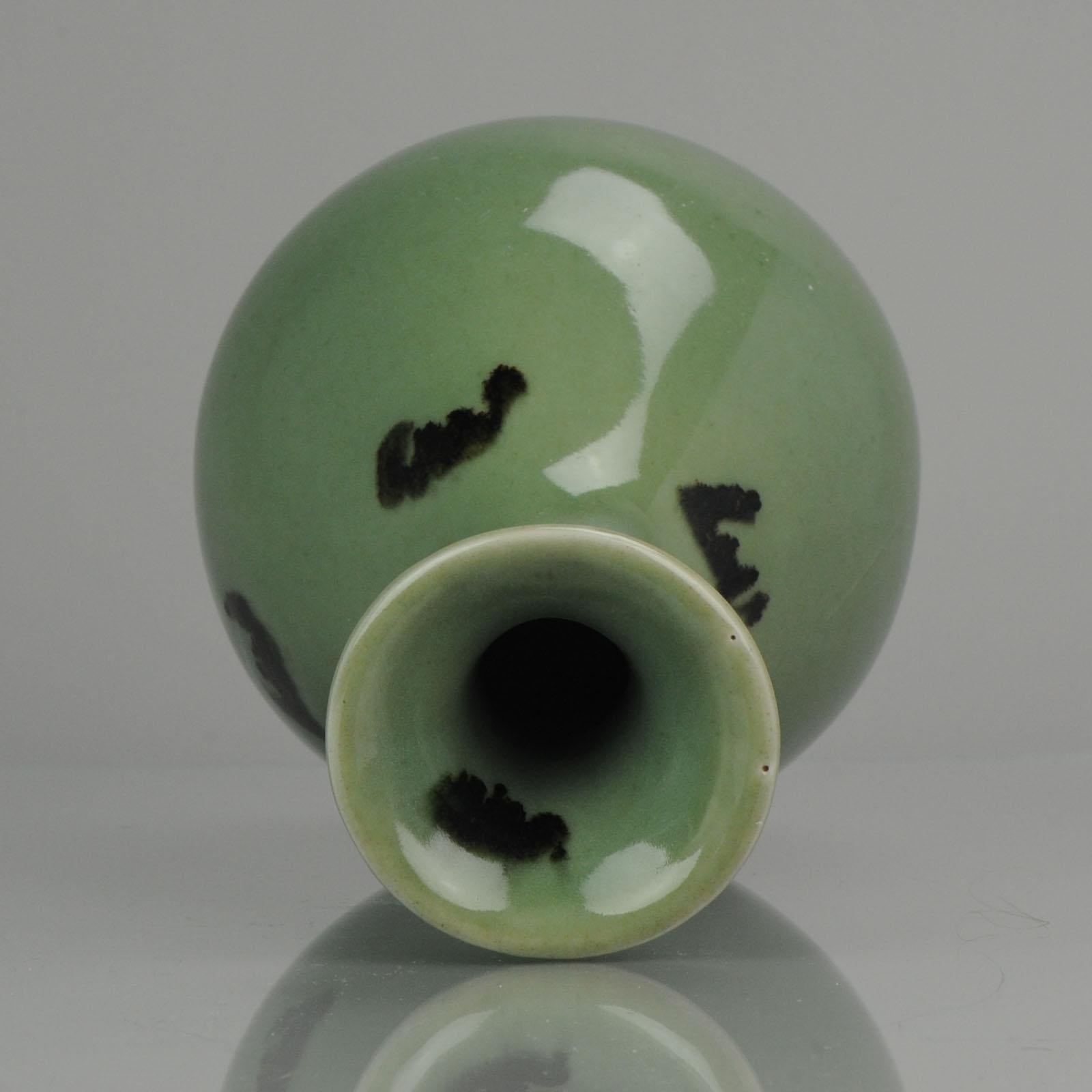 Antique 19/20th Century Chinese Porcelain Vase Apple Green Bats 2
