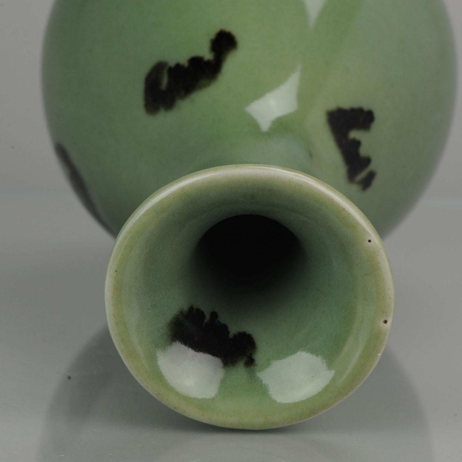 Antique 19/20th Century Chinese Porcelain Vase Apple Green Bats 3