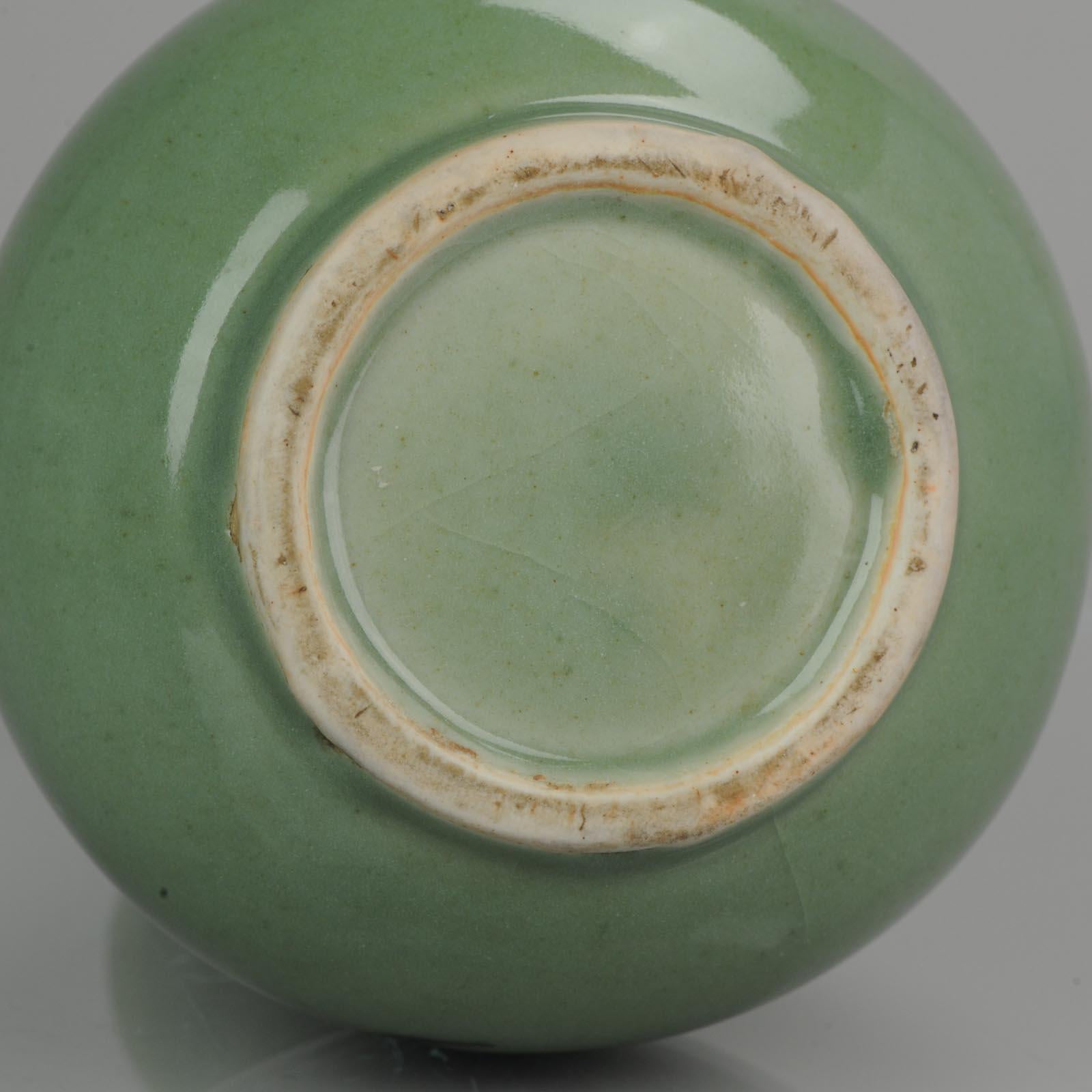 Antique 19/20th Century Chinese Porcelain Vase Apple Green Bats 4