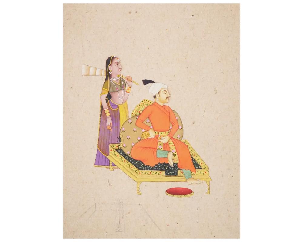 Inconnu A.I.C C Indian Miniature Painting Encadré en vente