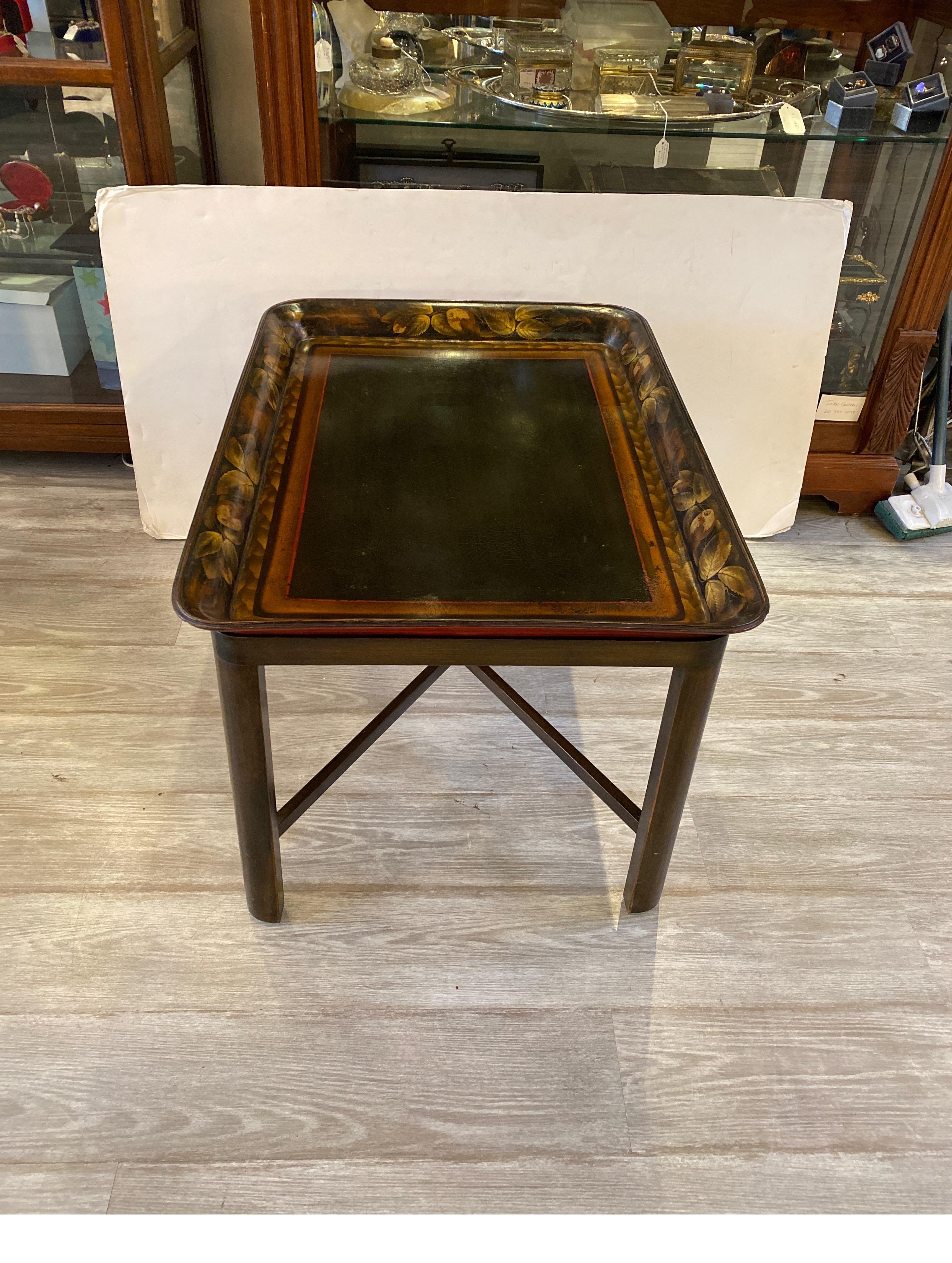 Hardwood Antique 19 Century English Papier-mâché Tray Table For Sale