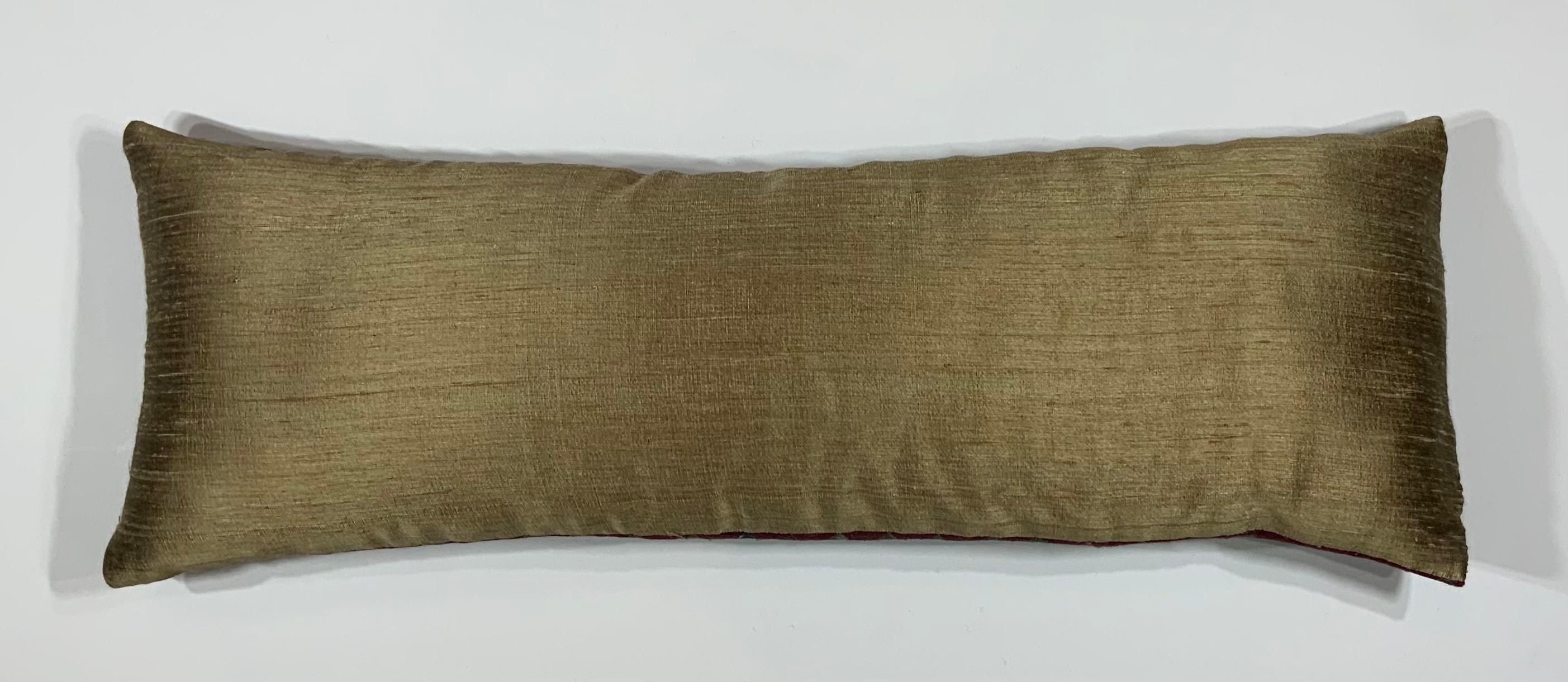 Antique 19 Century Flat Weave Textile Long Pillow For Sale 3