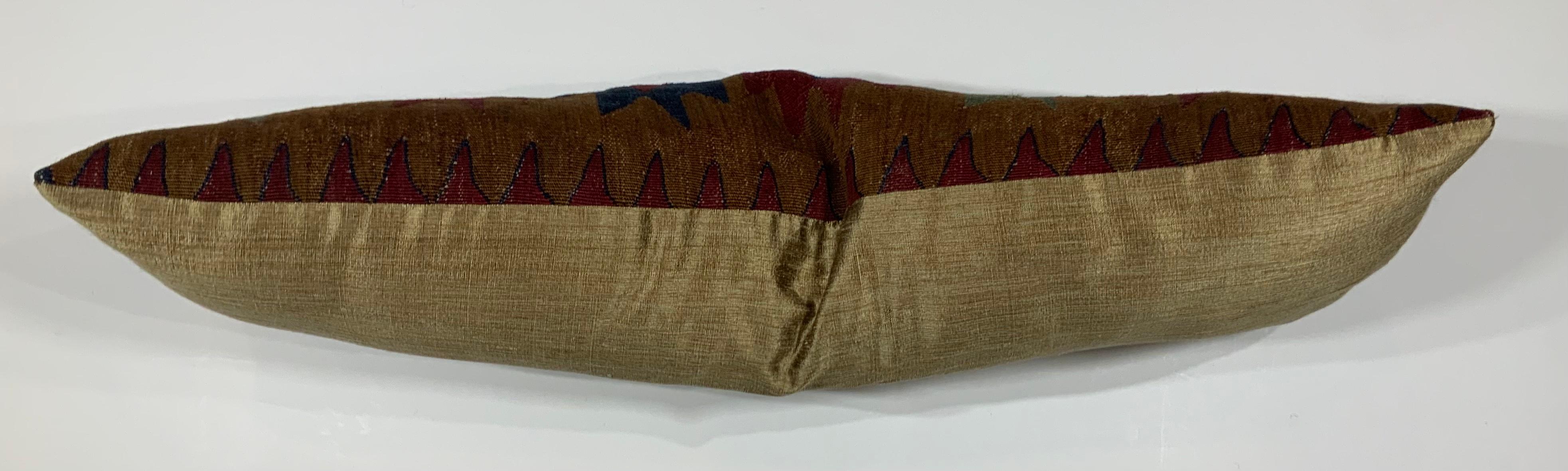 Antique 19 Century Flat Weave Textile Long Pillow For Sale 2